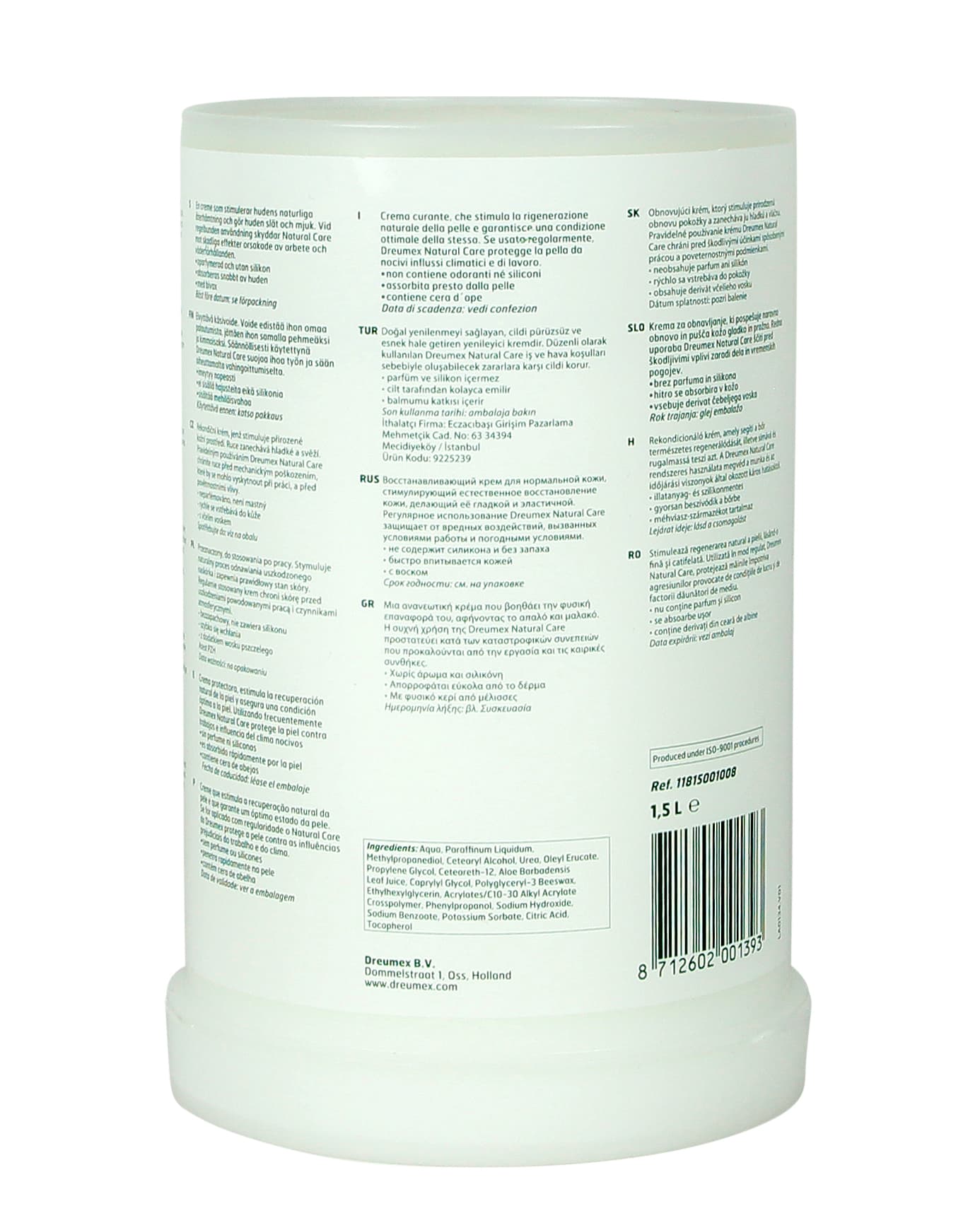 Handcrème Dreumex Natural Care vulling One2clean 1500ml 2