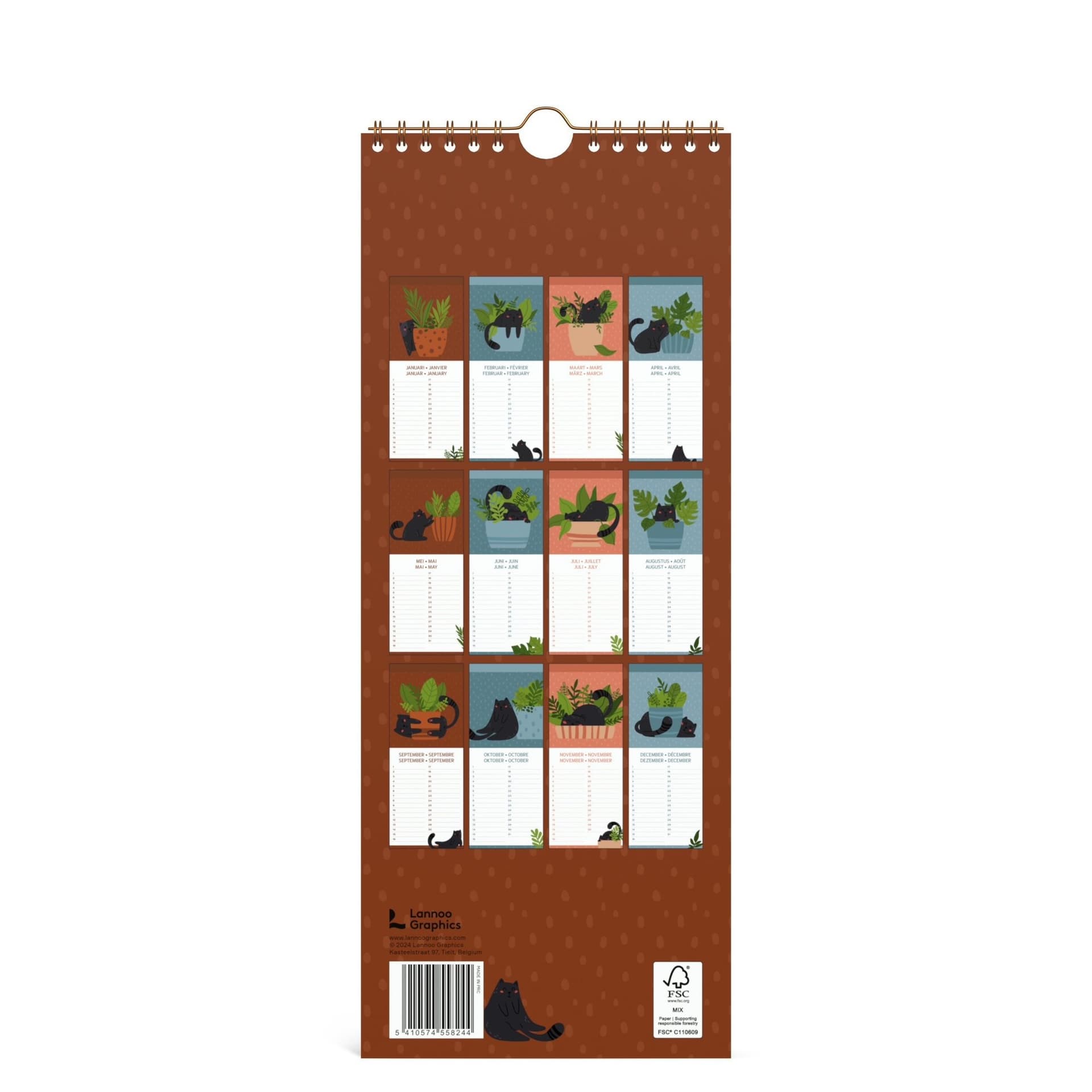 Verjaardagskalender Lannoo 130x325 Cats 3