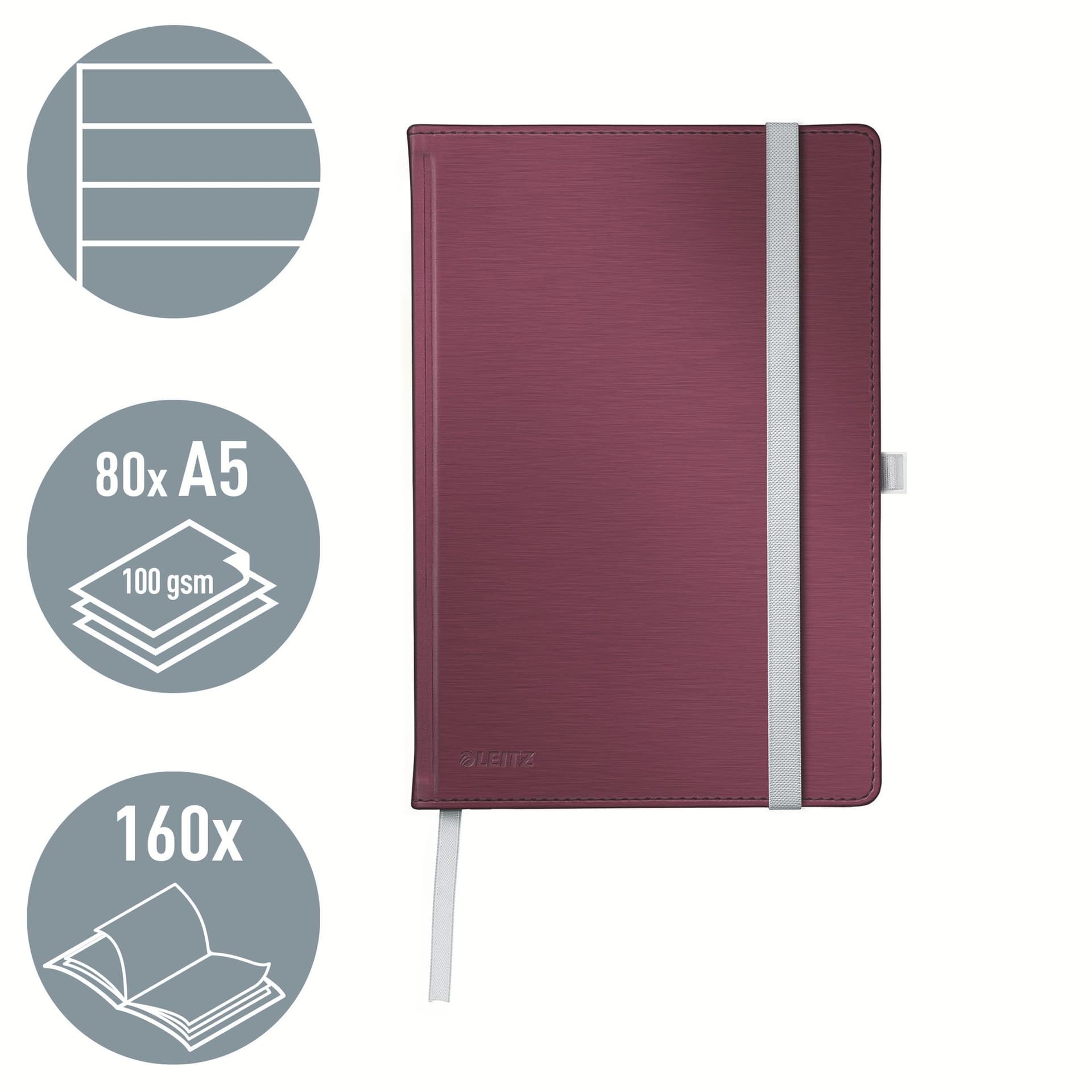 Notitieboek Leitz Style A5 lijn 160 pagina's 100gr rood 2