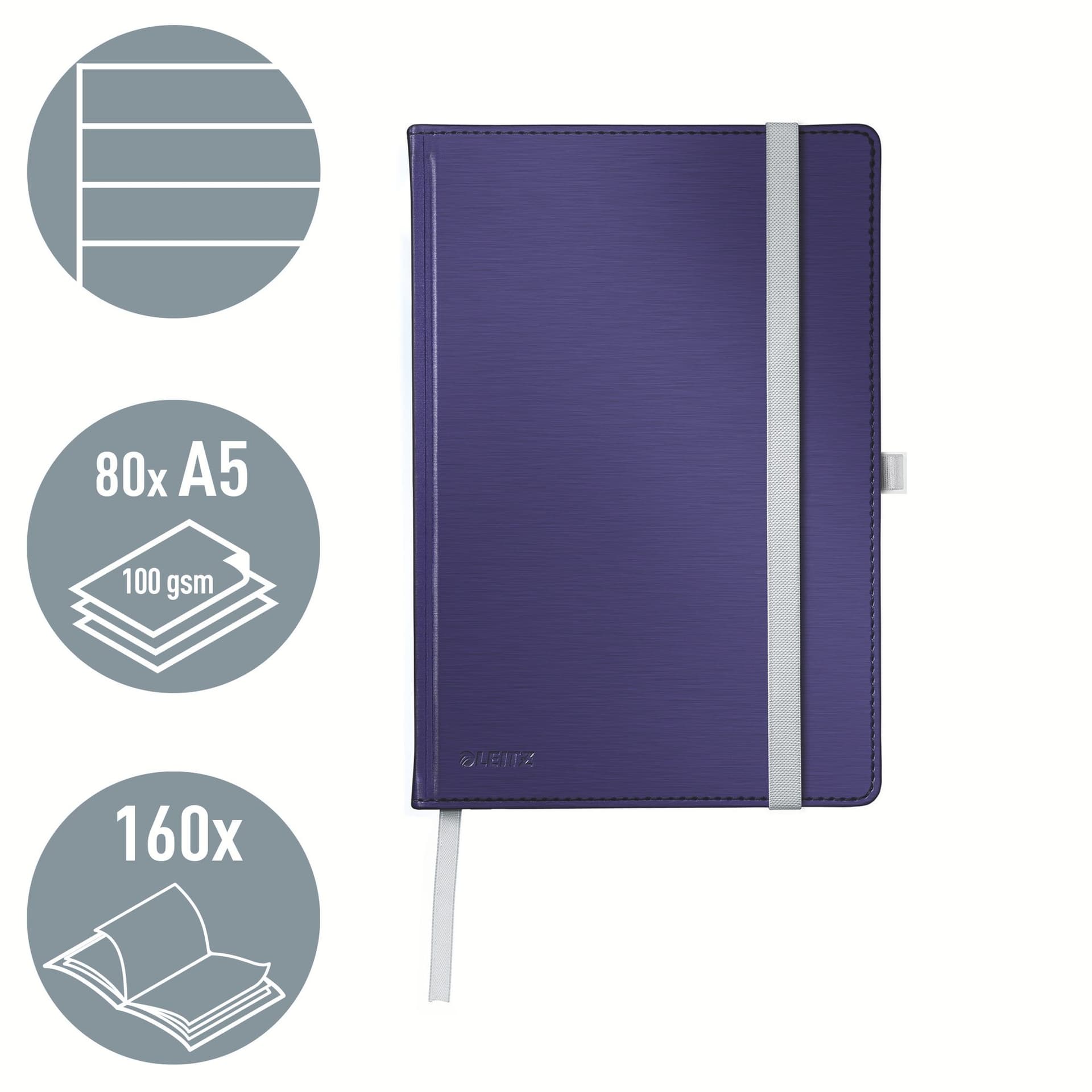 Notitieboek Leitz Style A5 lijn 160 pagina's 100gr blauw 2