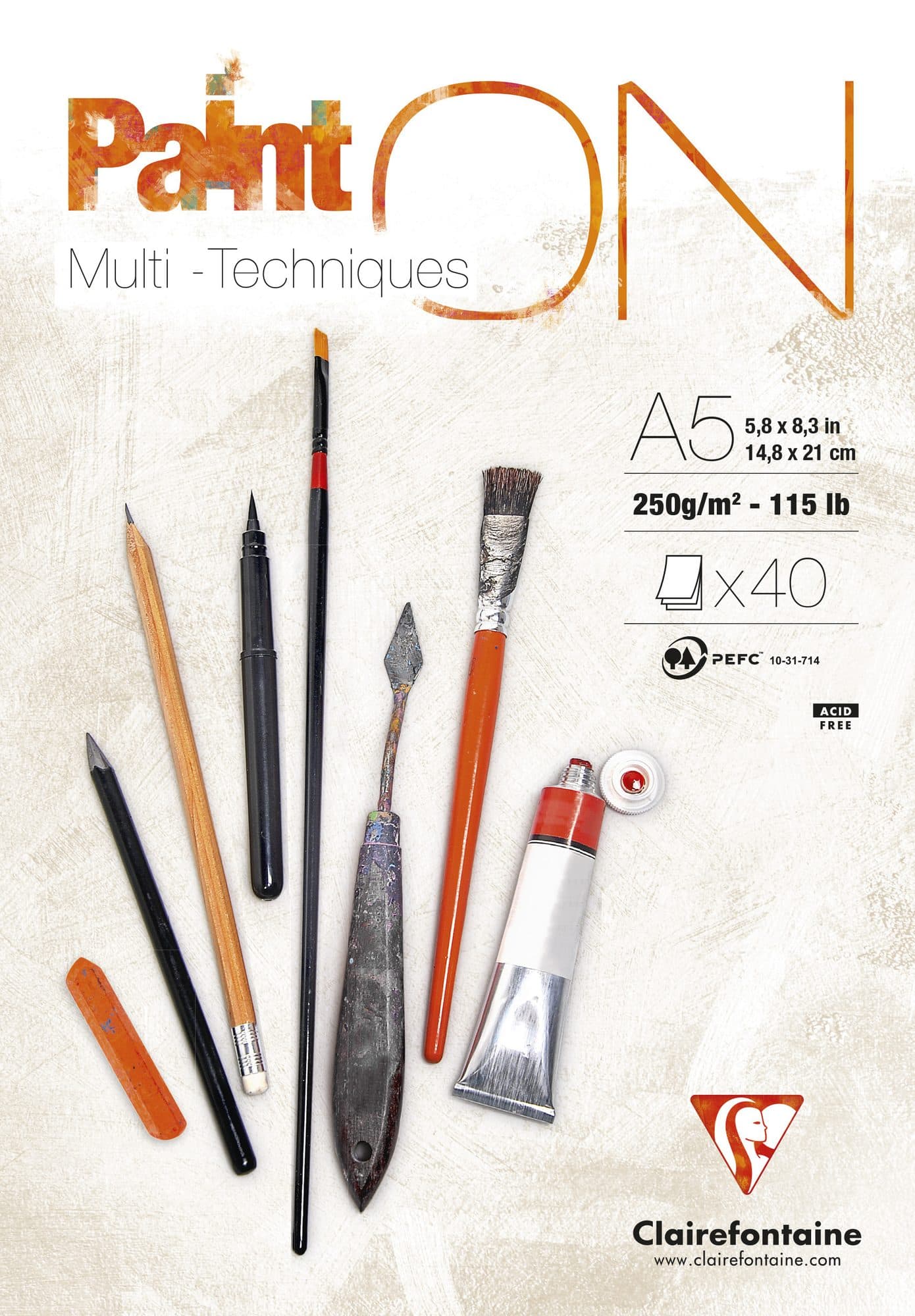 Tekenblok Clairefontaine Paint On A5 40 vel 250gr