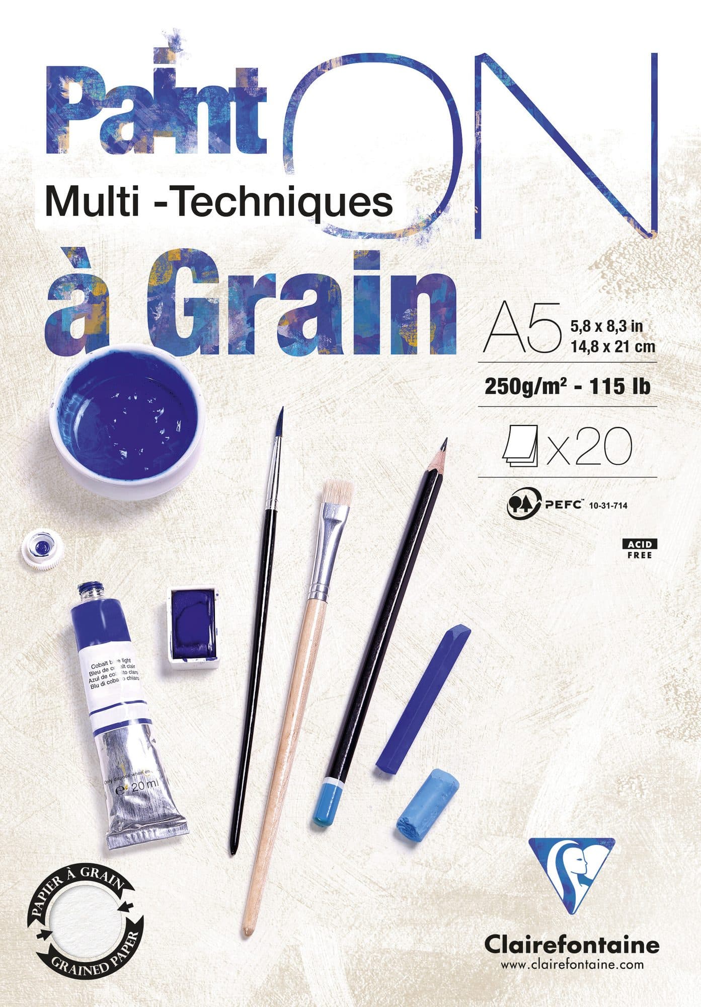 Tekenblok Clairefontaine Paint On A5 gekorreld 20 vel 250gr