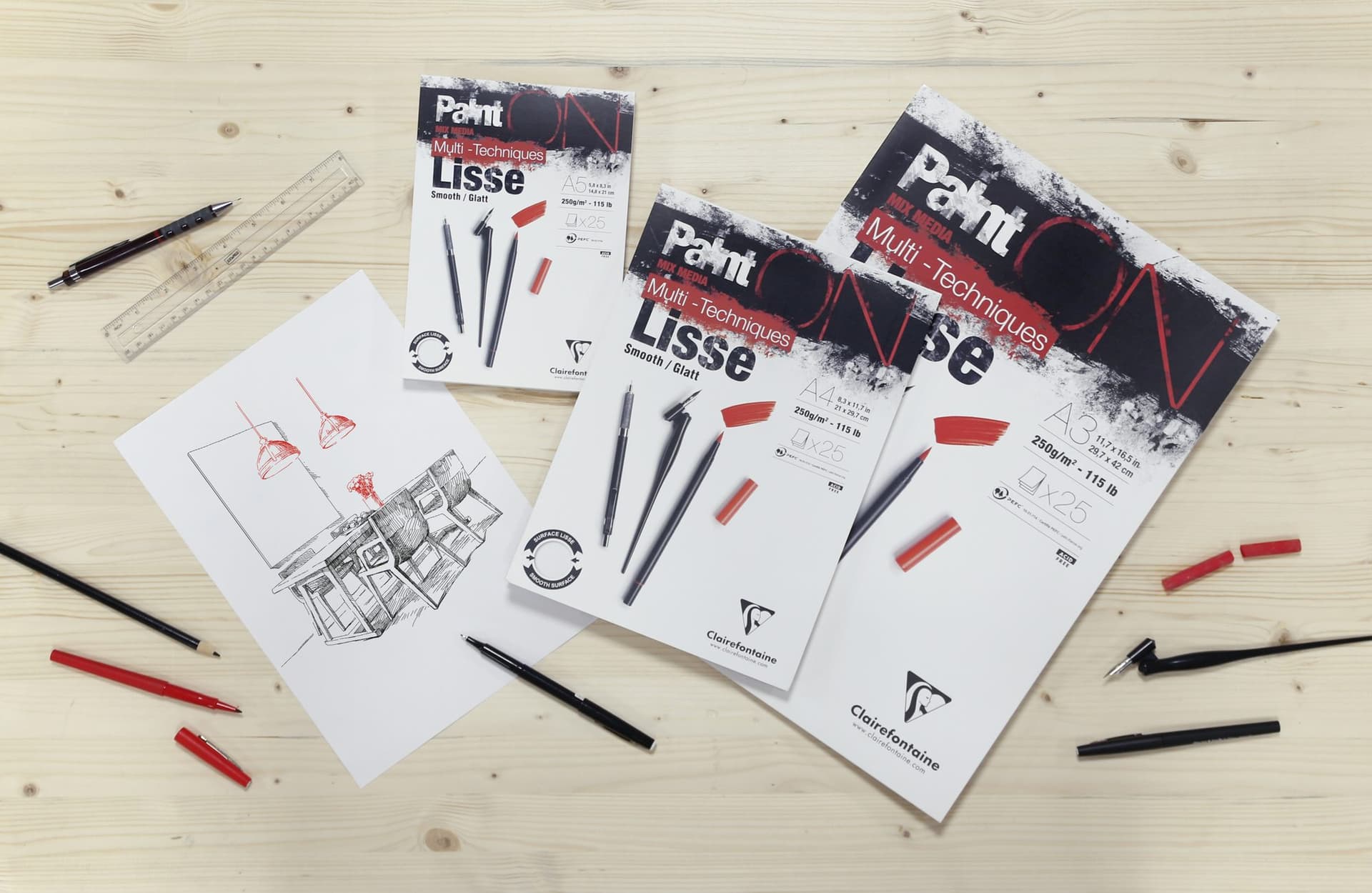 Tekenblok Clairefontaine Paint On A4 glad 25 vel 250gr wit 2
