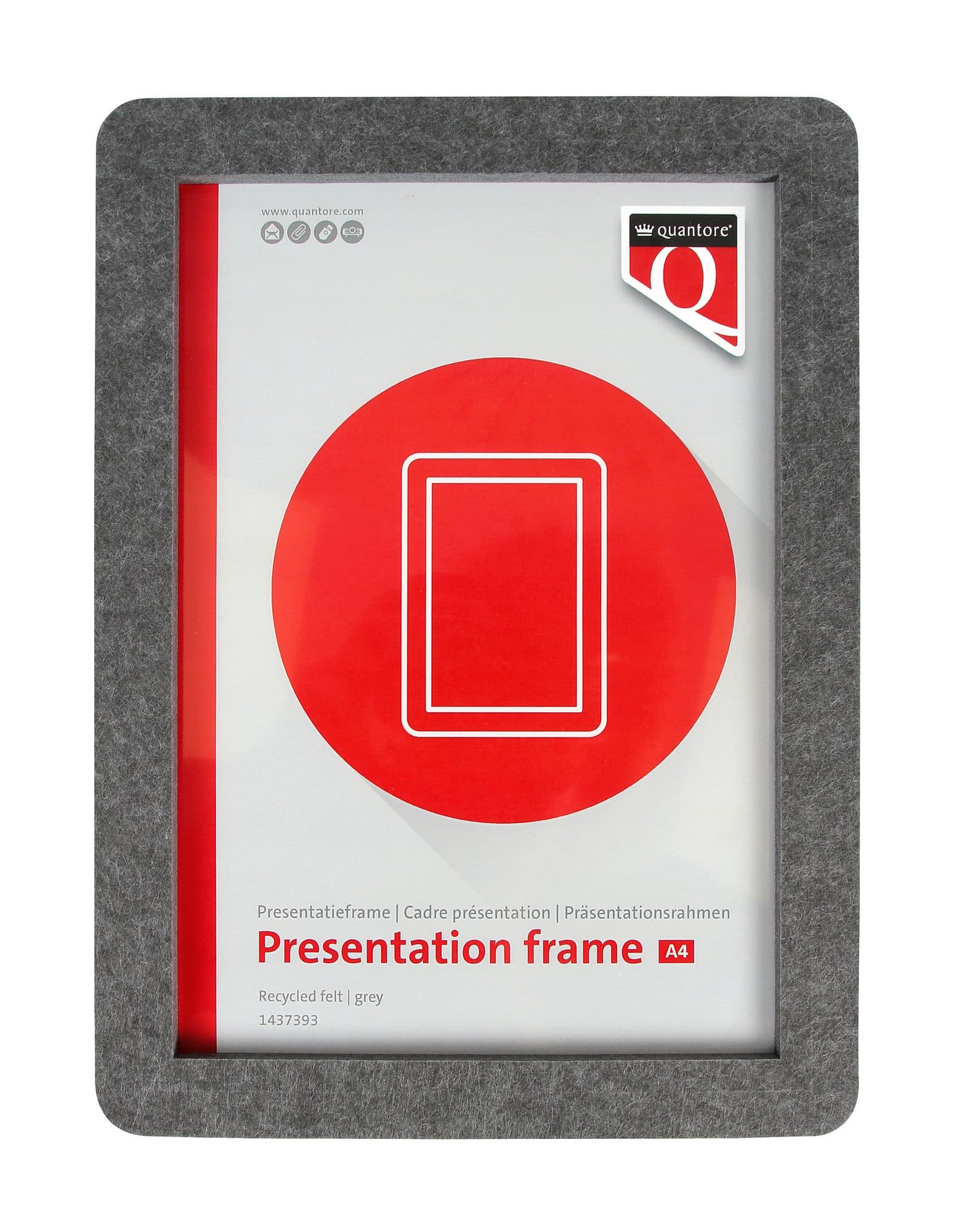 Presentatieframe Quantore A4 gerecycled vilt grijs