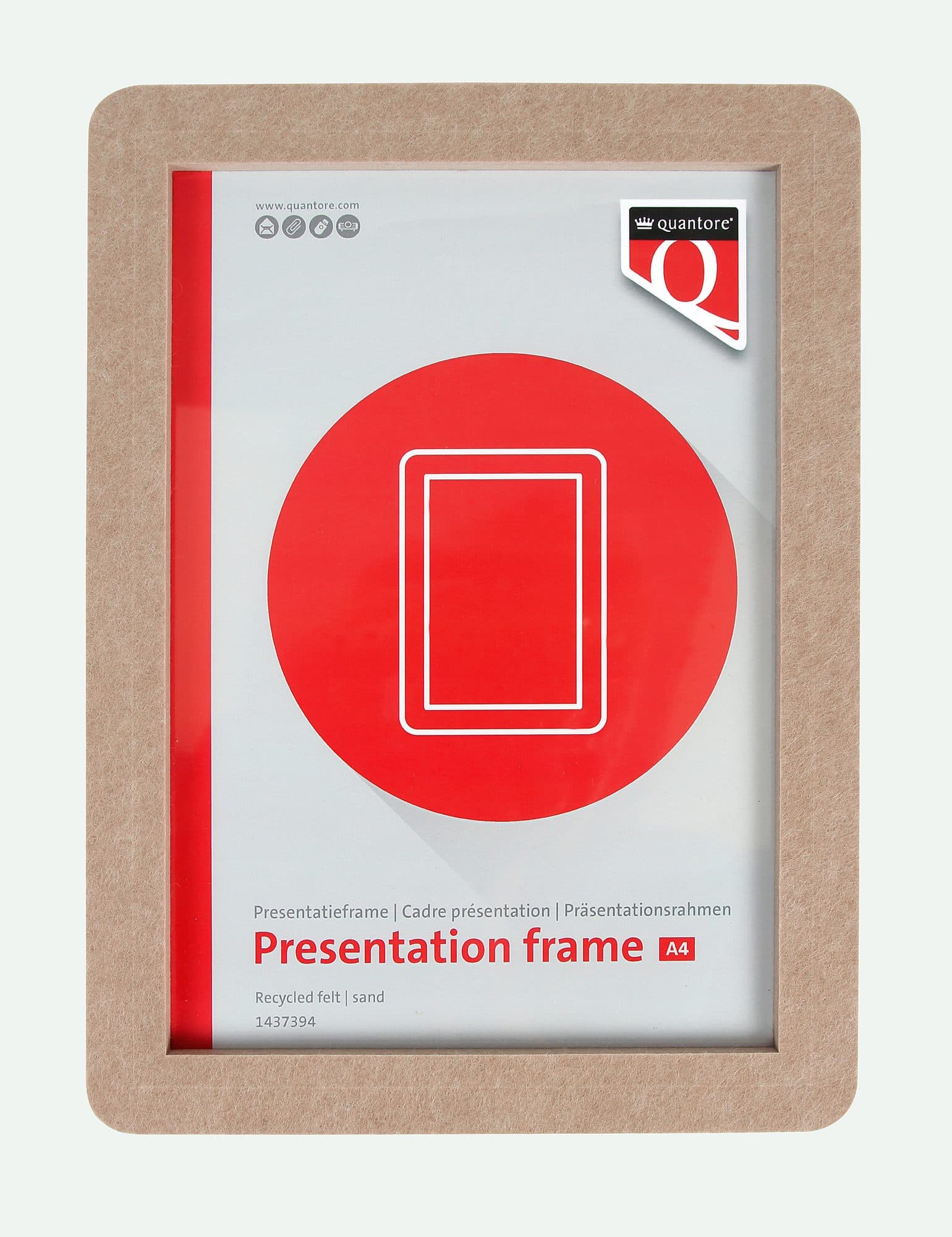 Presentatieframe Quantore A4 gerecycled vilt zand