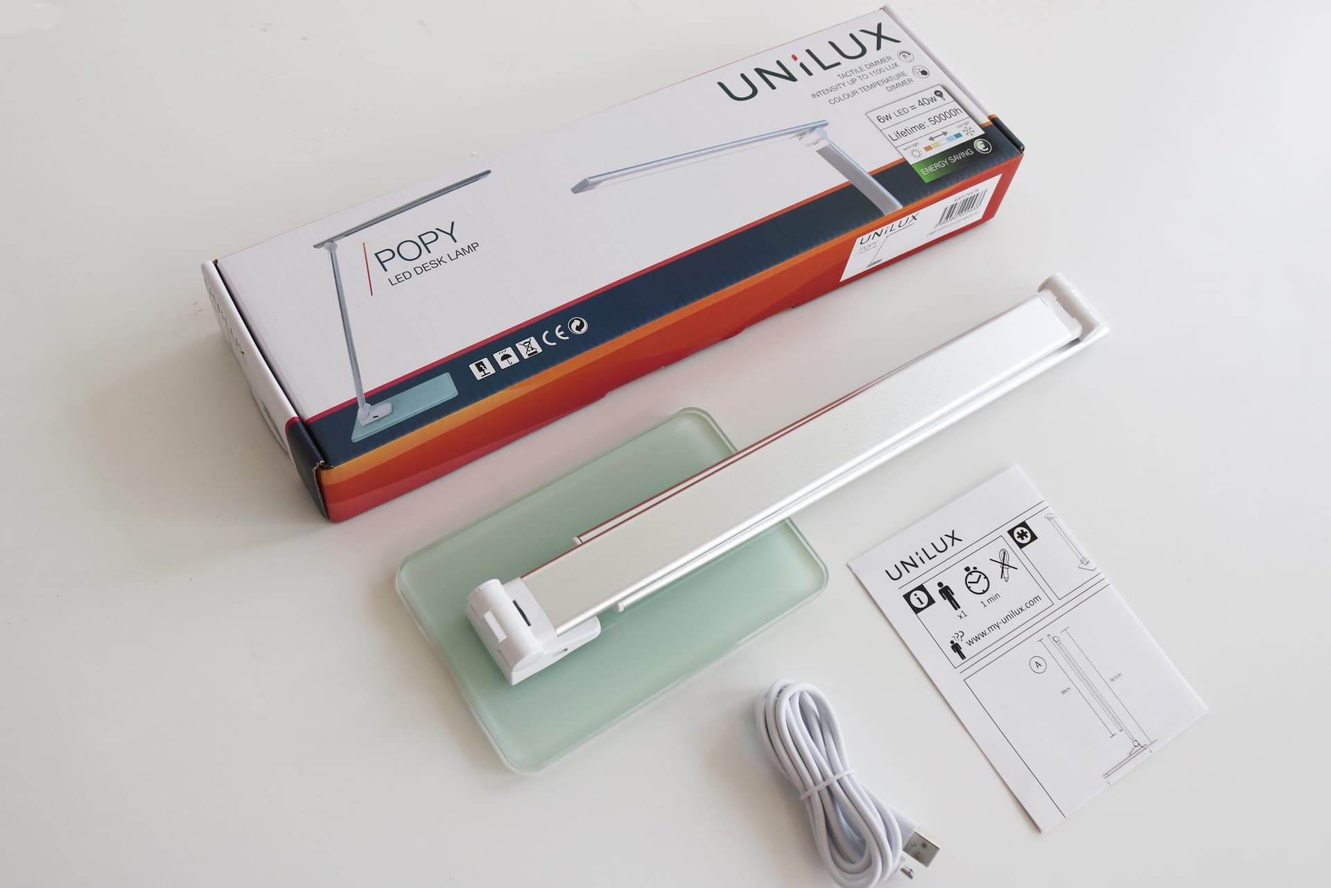 Bureaulamp Unilux Popy led wit 6