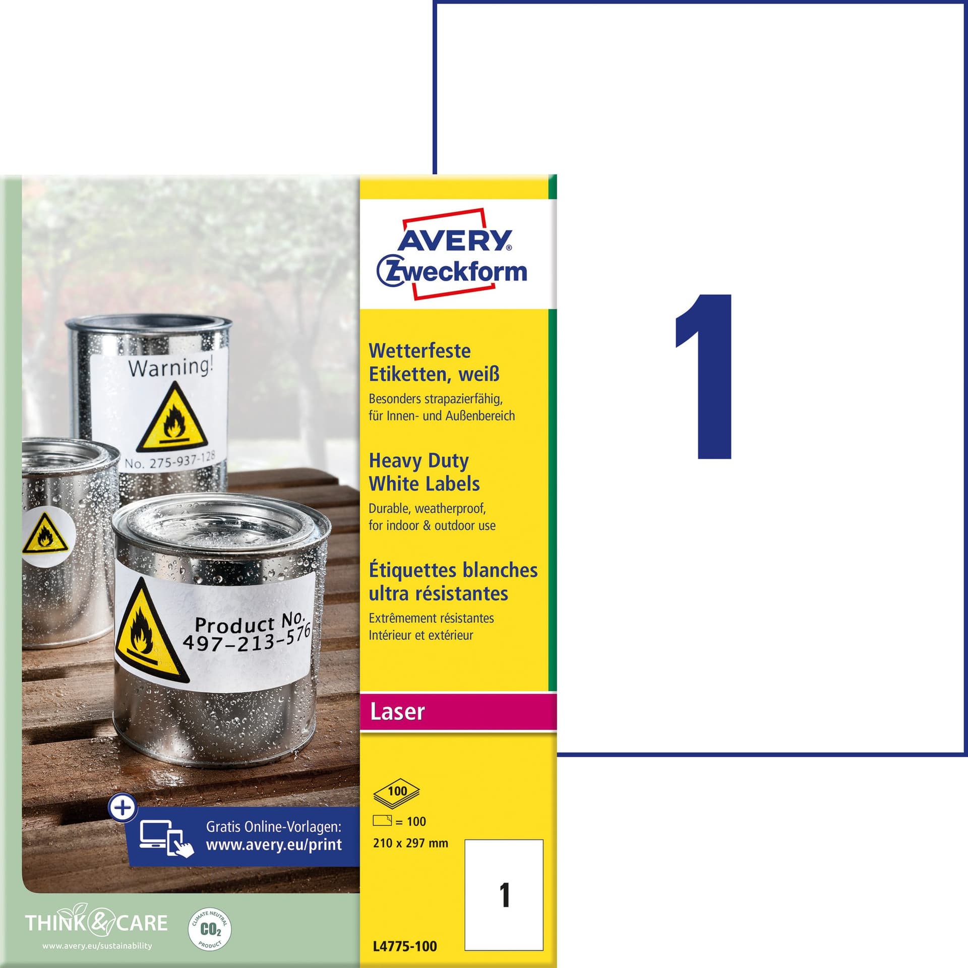 Etiket Avery L4775-100 210x297mm 100 stuks 2