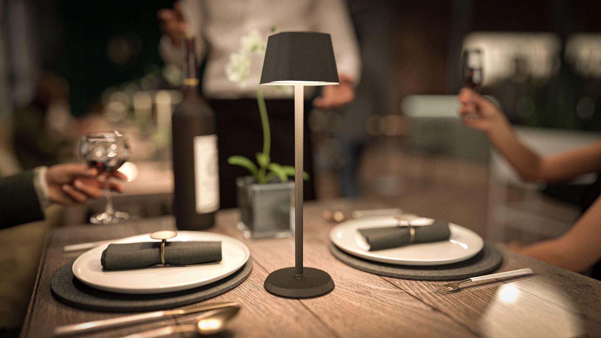 Tafellamp Securit Georgina LED oplaadbaar dimbaar zwart 9