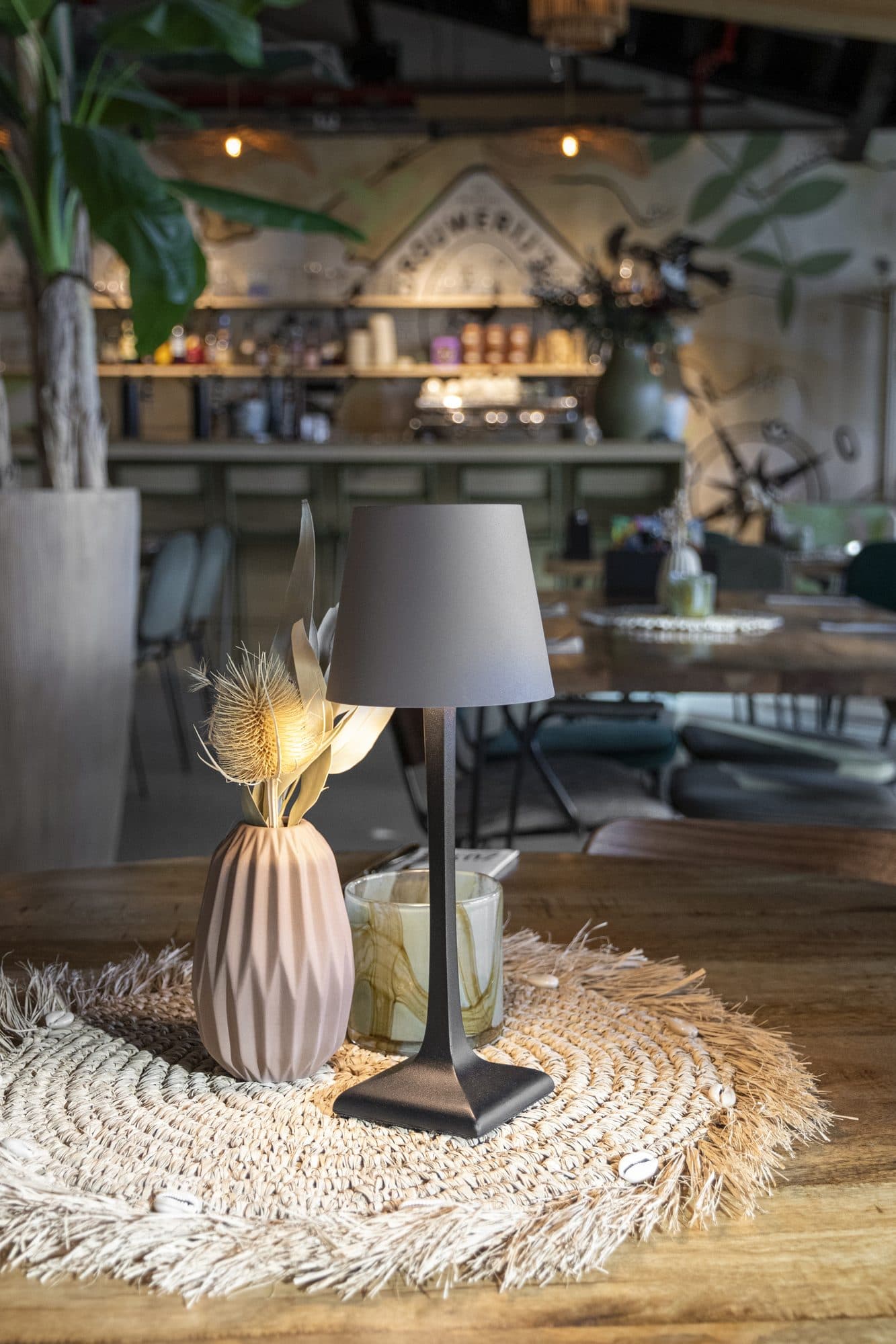 Tafellamp Securit Milano LED oplaadbaar dimbaar taupe-zwart 5