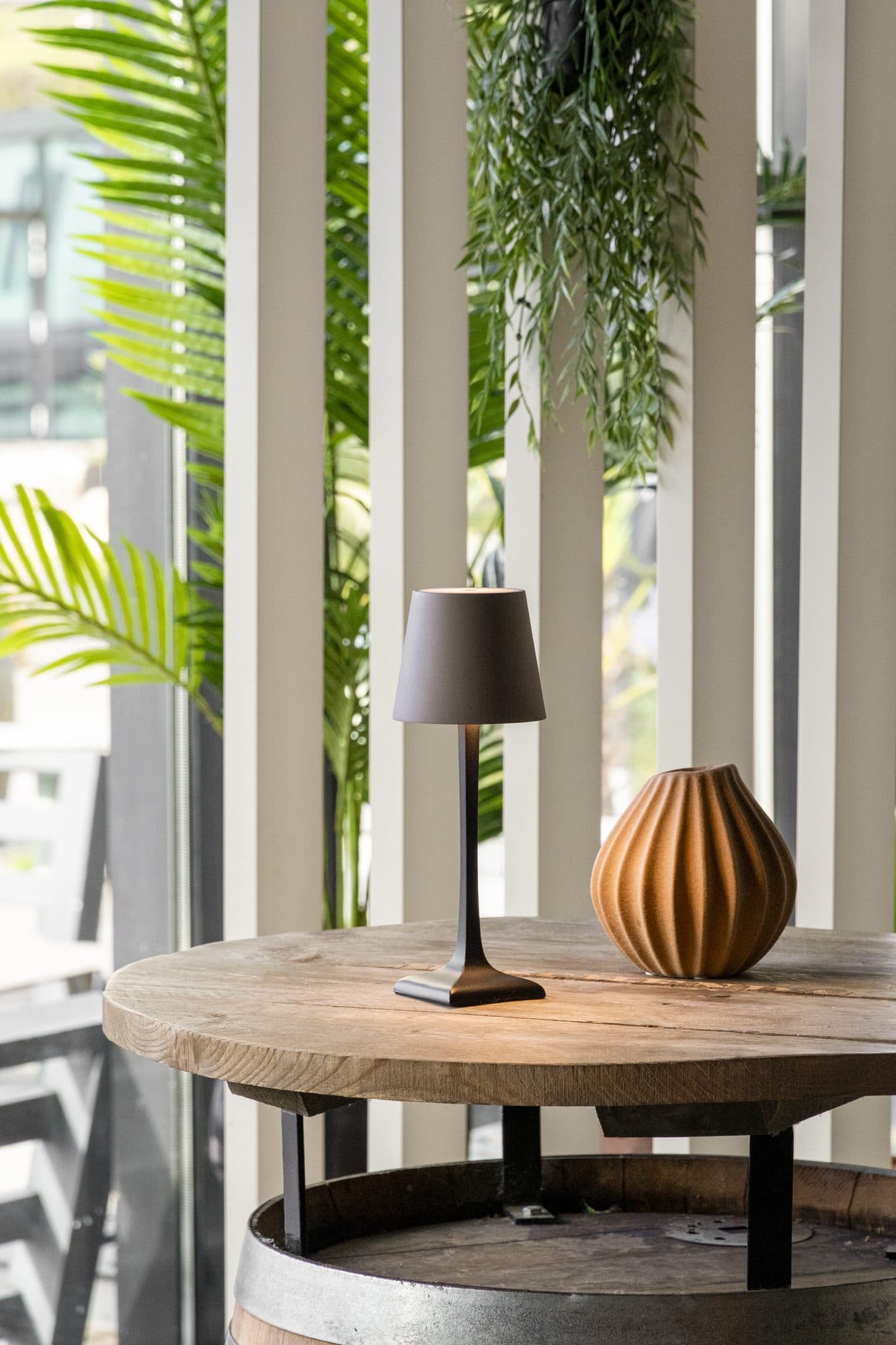 Tafellamp Securit Milano LED oplaadbaar dimbaar taupe-zwart 6