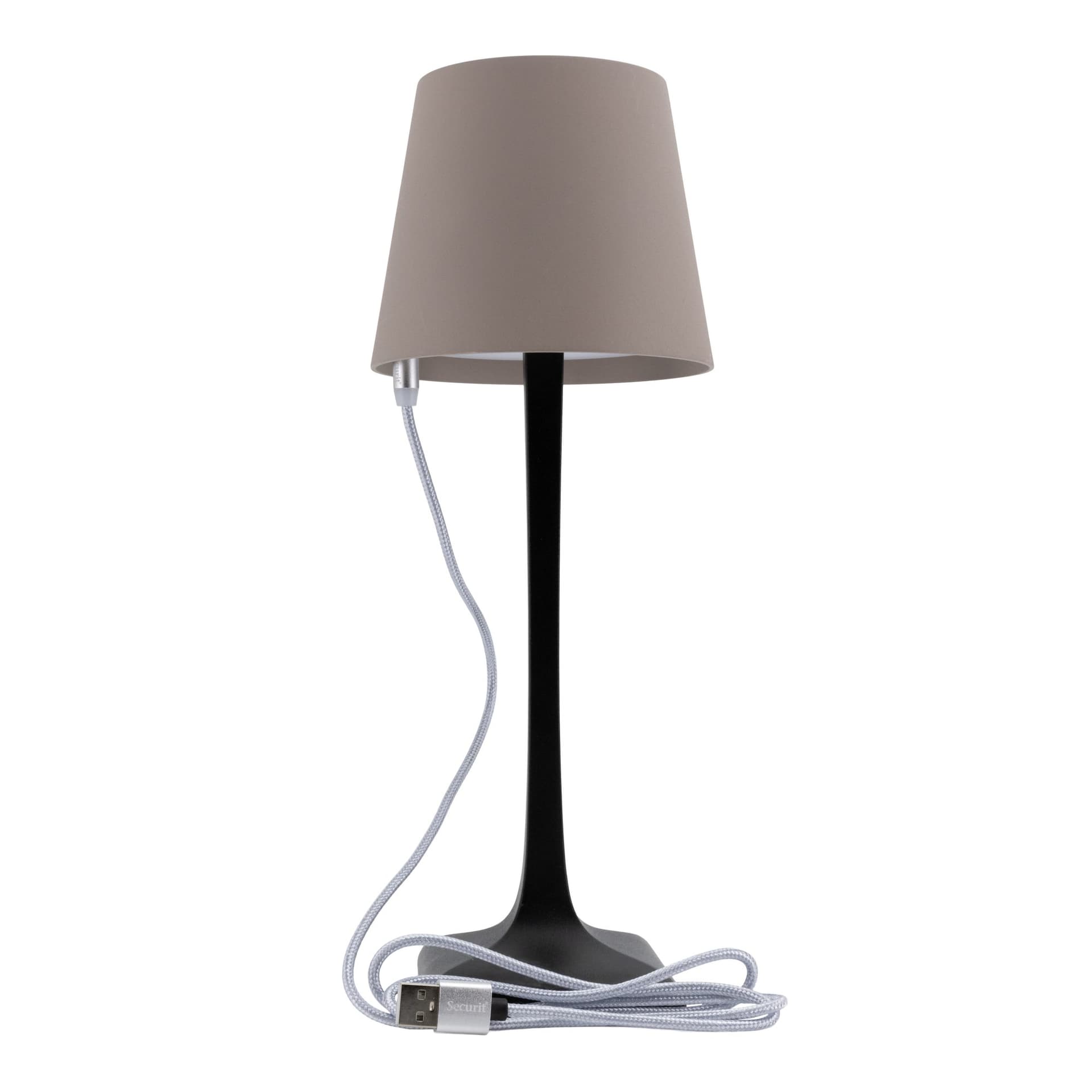 Tafellamp Securit Milano LED oplaadbaar dimbaar taupe-zwart 4