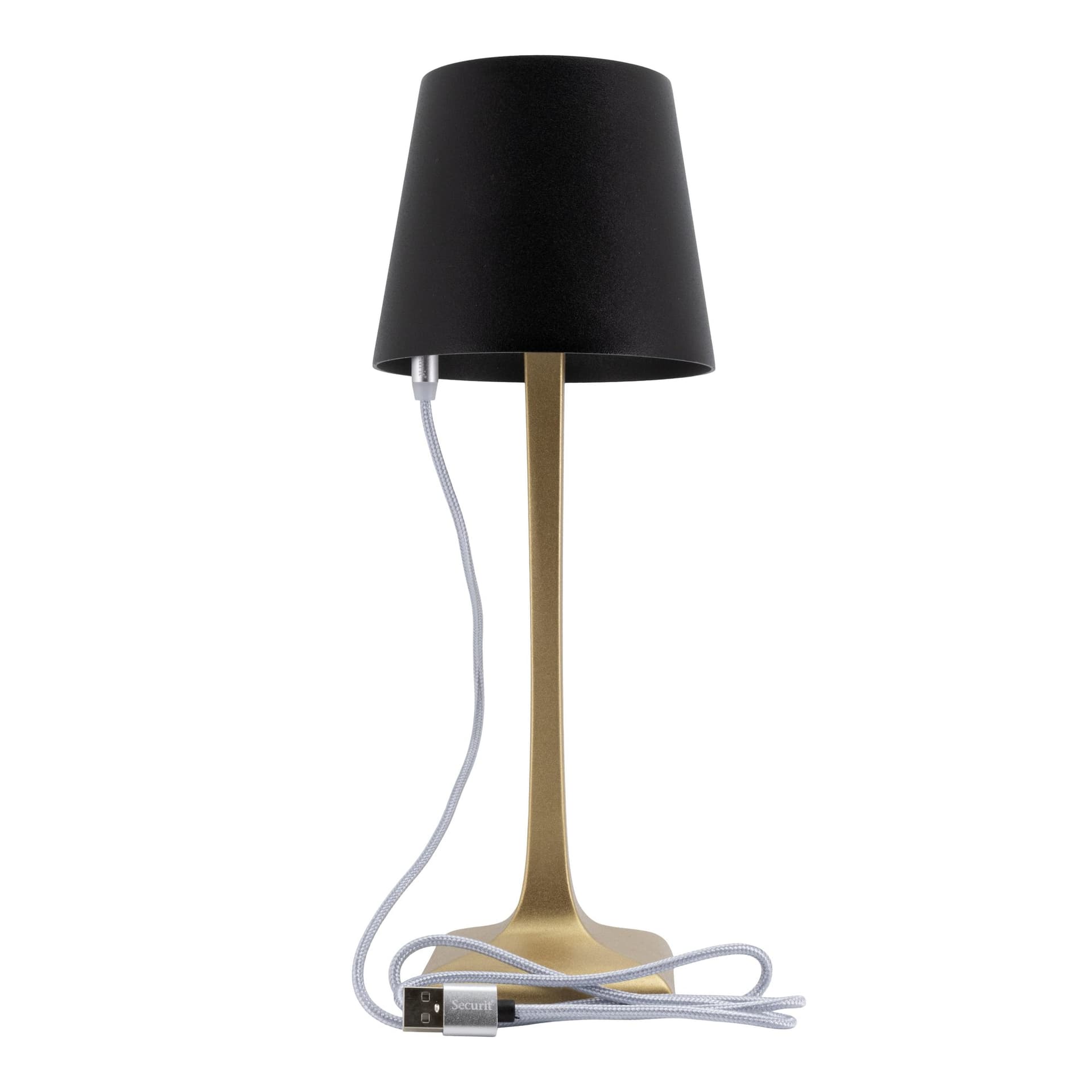Tafellamp Securit Roma LED oplaadbaar dimbaar zwart-goud 4