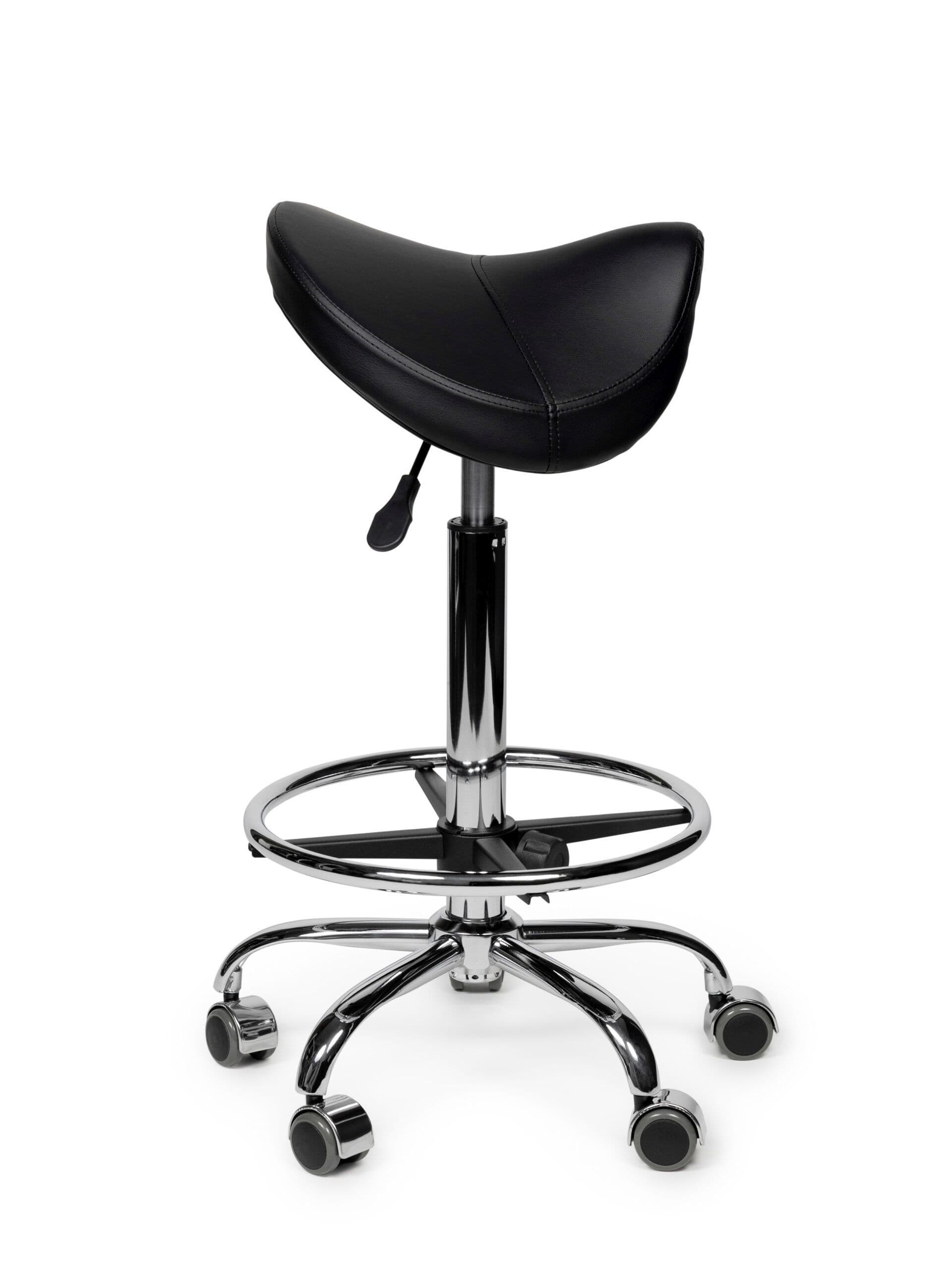 Zadelkruk Office Premium standaard met voetring harde wielen zw 2