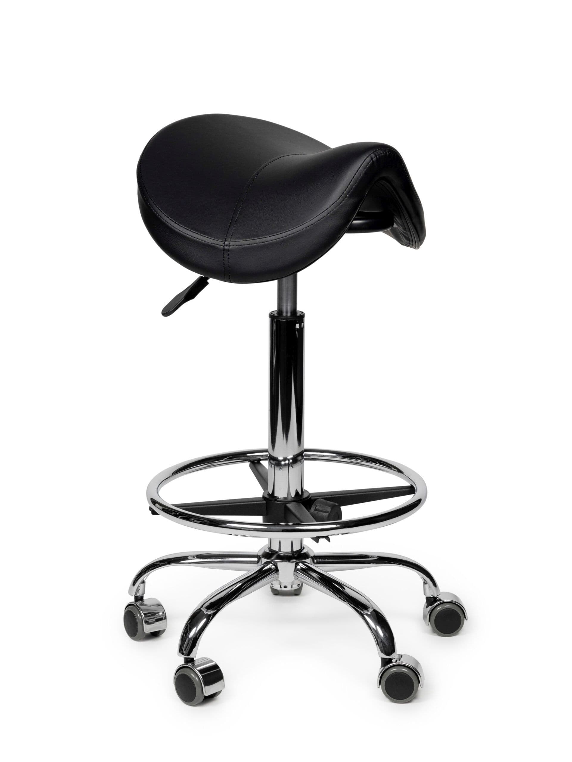 Zadelkruk Office Premium standaard met voetring harde wielen zw 3