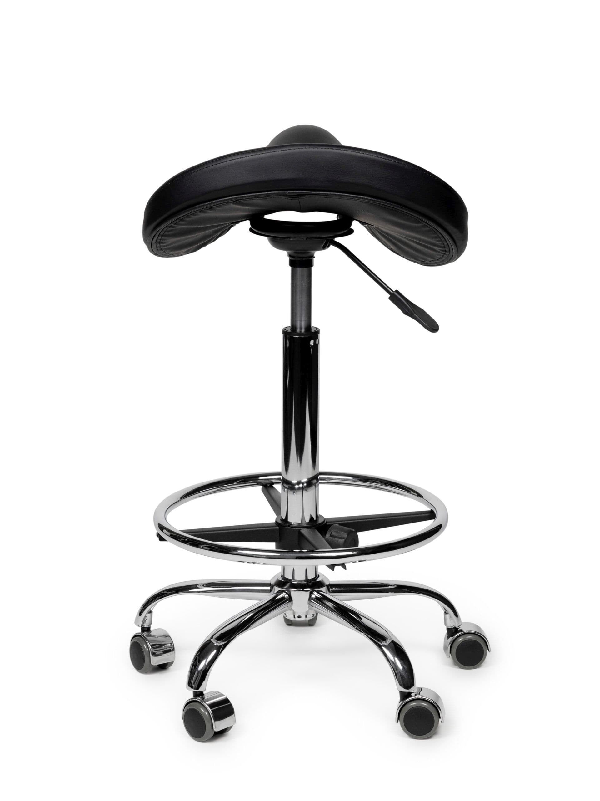 Zadelkruk Office Premium standaard met voetring harde wielen zw 4