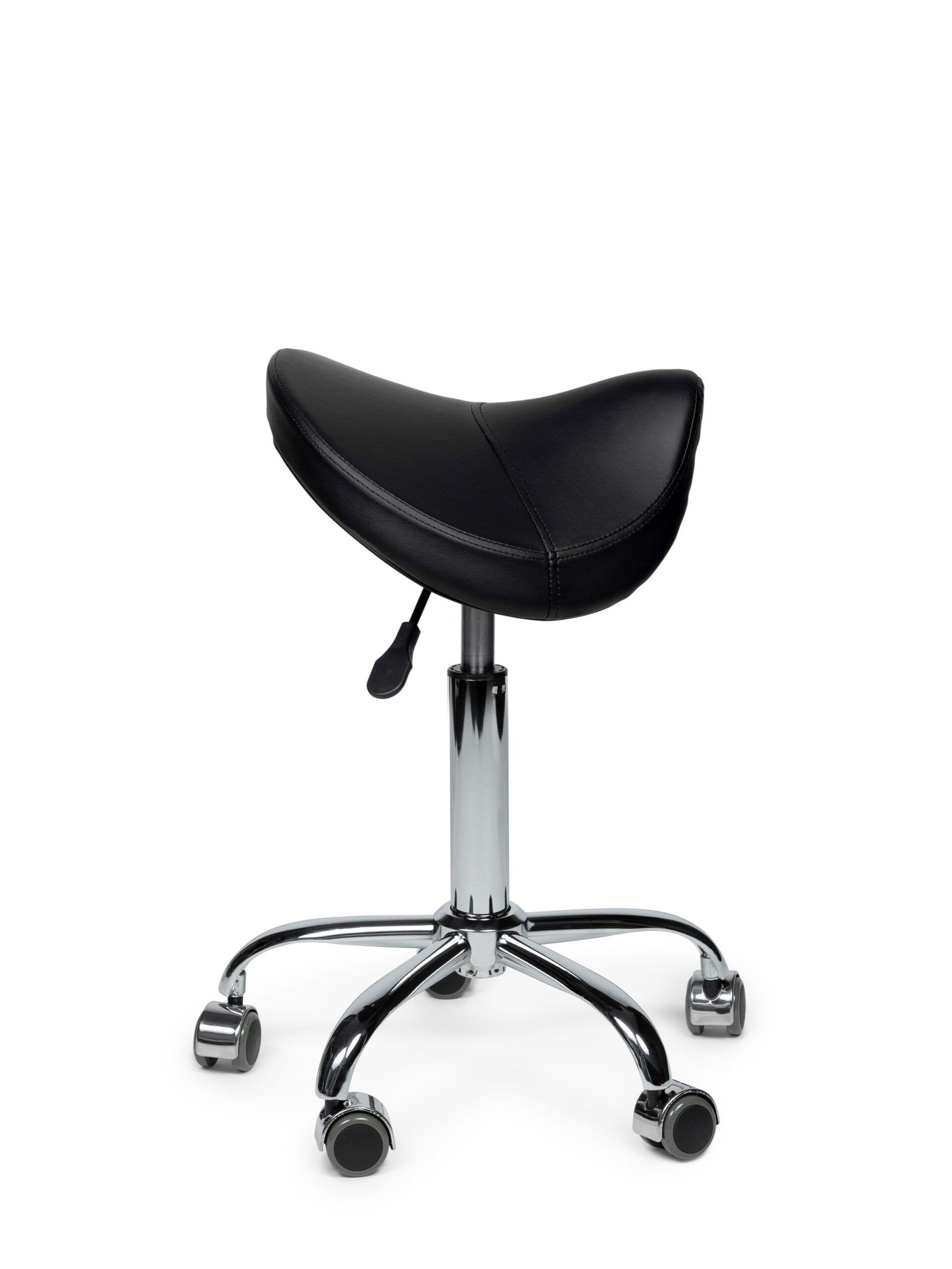 Zadelkruk Office Premium laag zonder voetring harde wielen zw 2