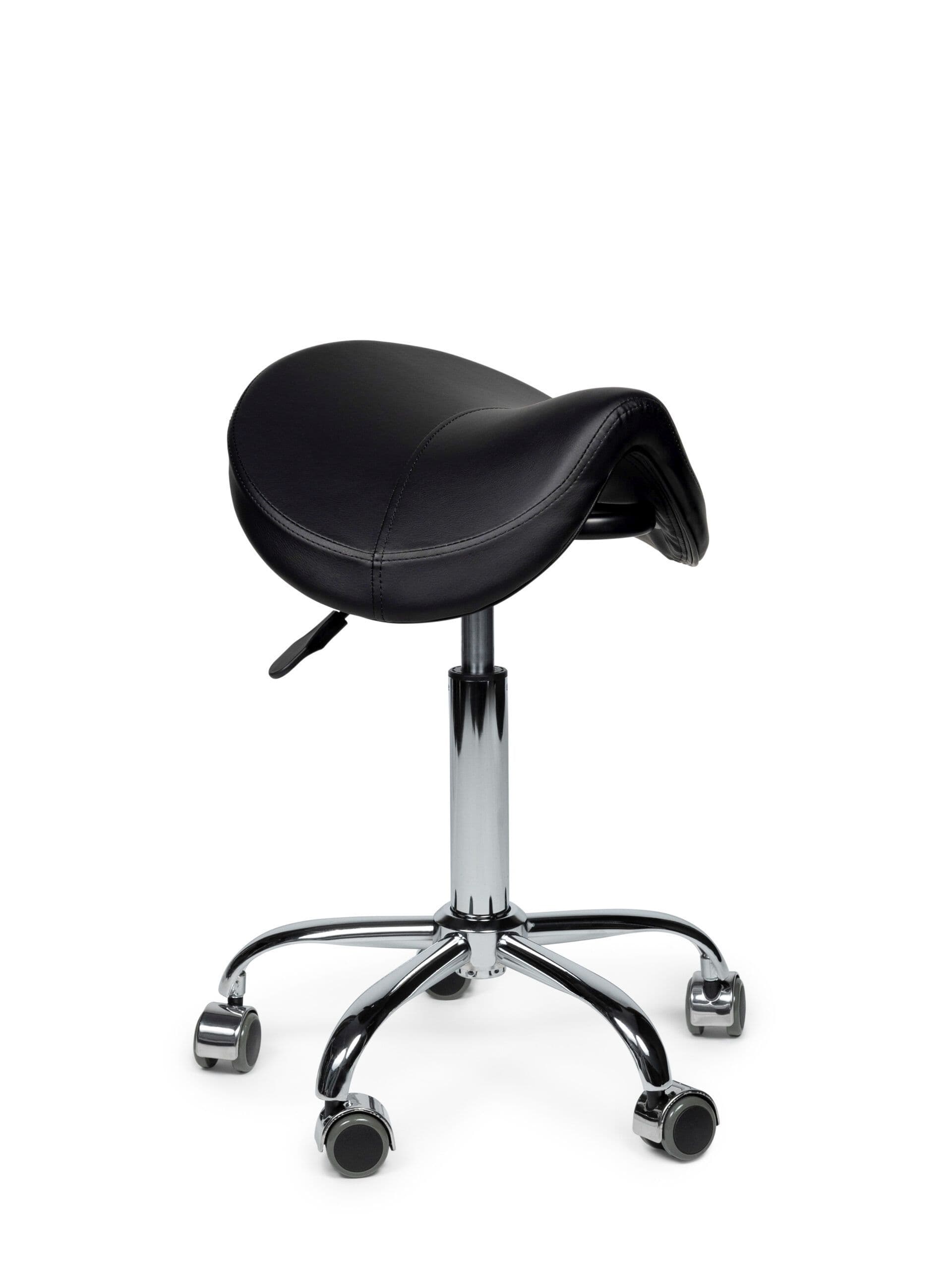Zadelkruk Office Premium laag zonder voetring harde wielen zw 3