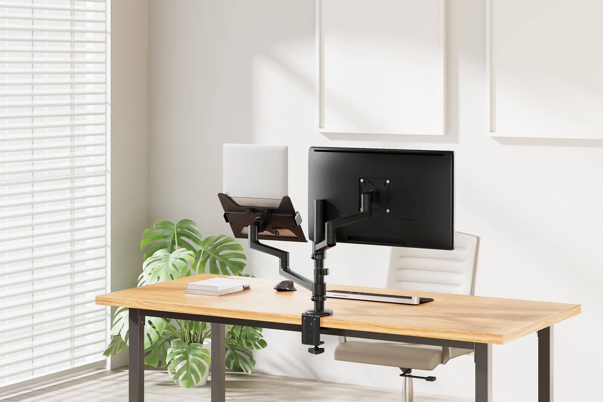 Monitorarm met laptophouder Neomounts NEXT Lite single 17-27" zwart 10