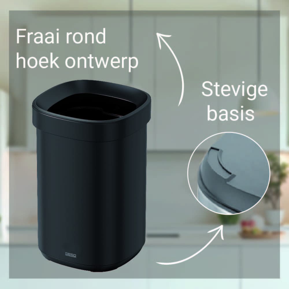 Afvalbak Desq open inworp 20 liter metaal zwart 4