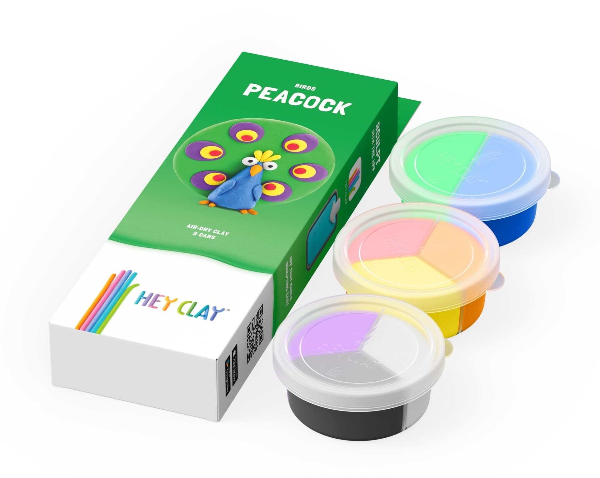 Klei Hey Clay Peacock 3 potjes 2