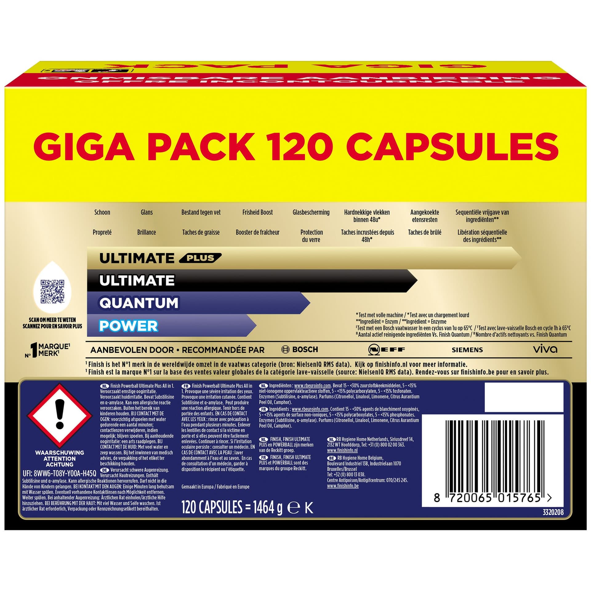 Vaatwastabletten Finish Ultimate plus 120 stuks gigapack 3