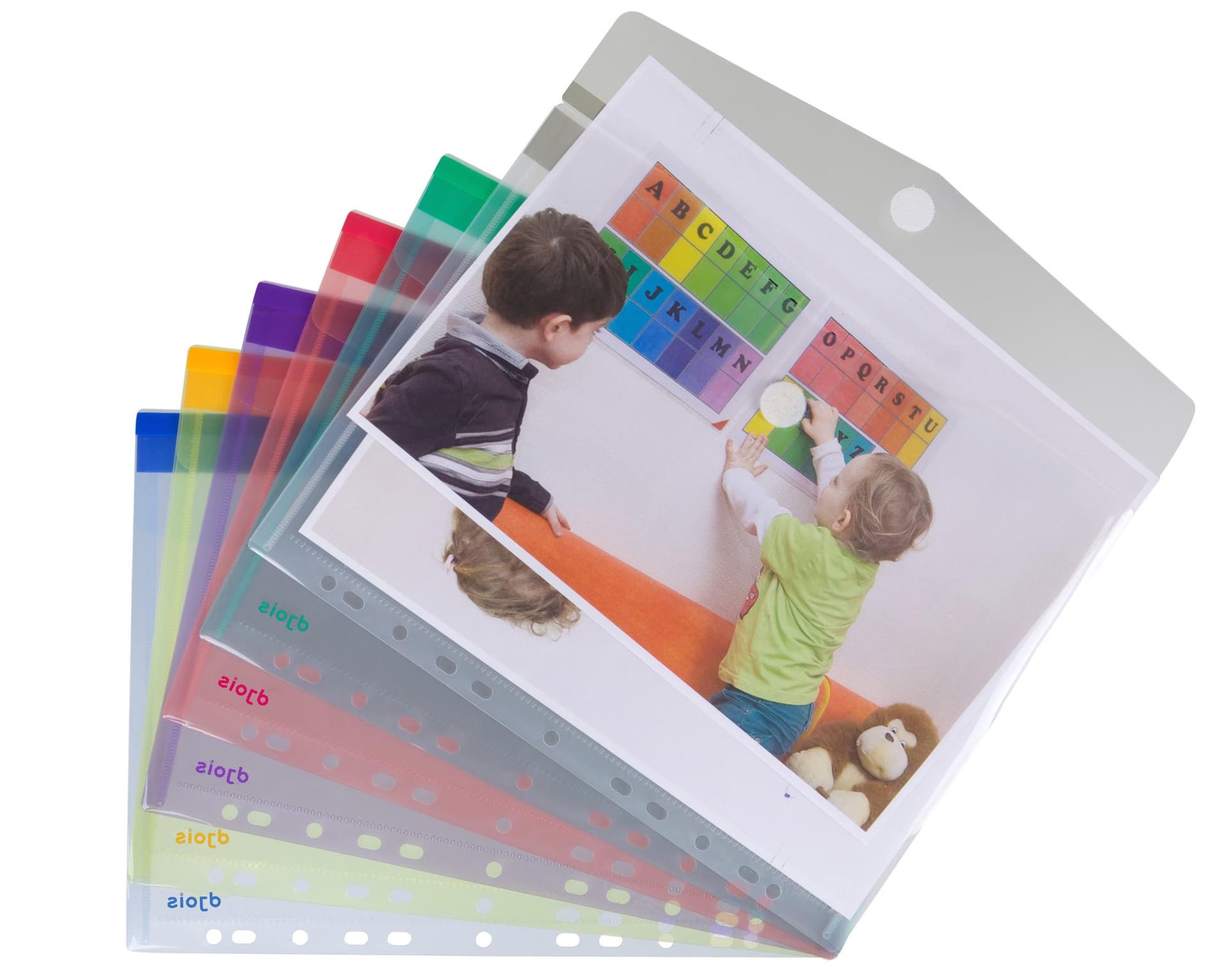 Enveloptas Djois Color Collection A4 horizontaal geperforeerd assorti 3