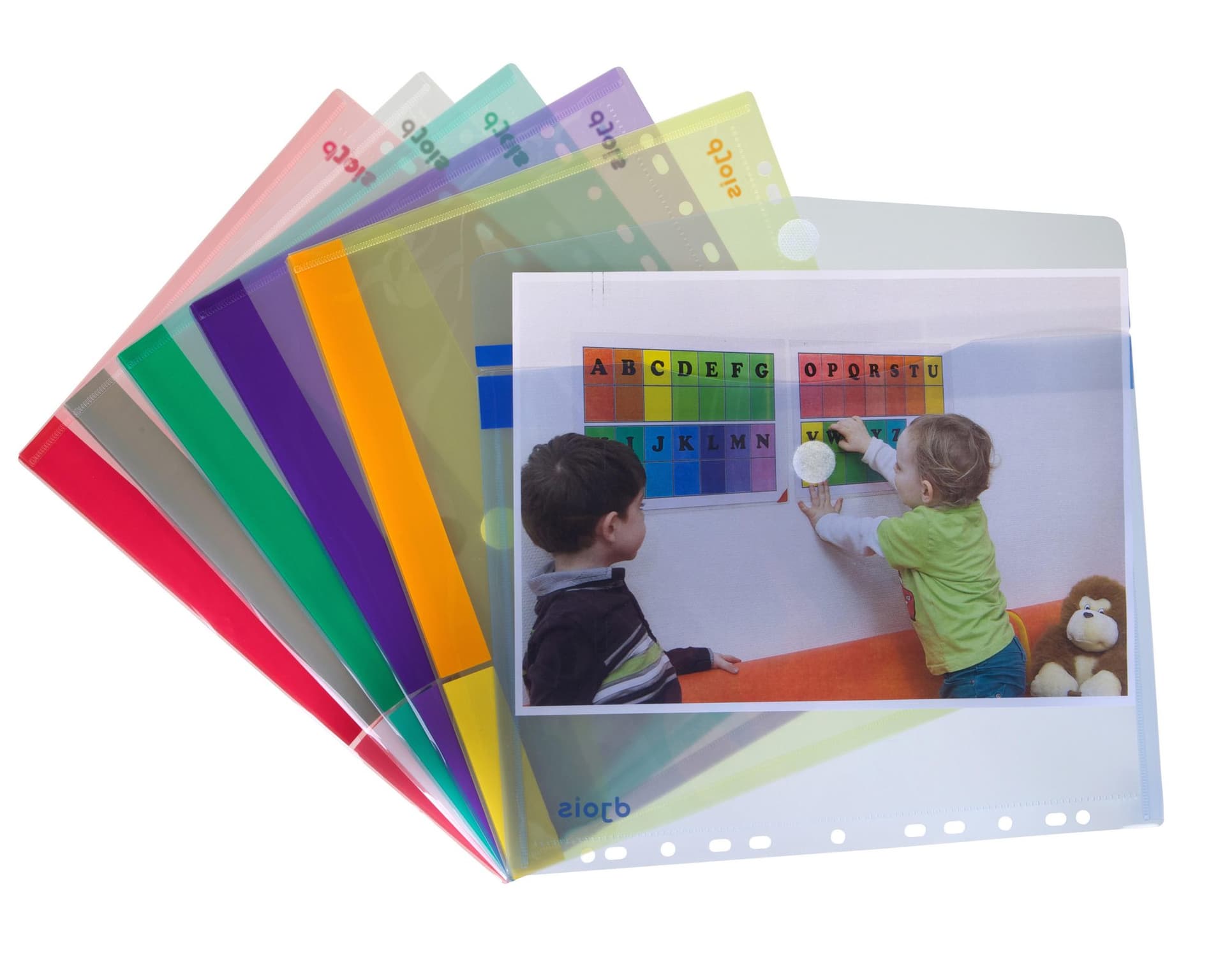 Enveloptas Djois Color Collection A4 horizontaal geperforeerd assorti 4
