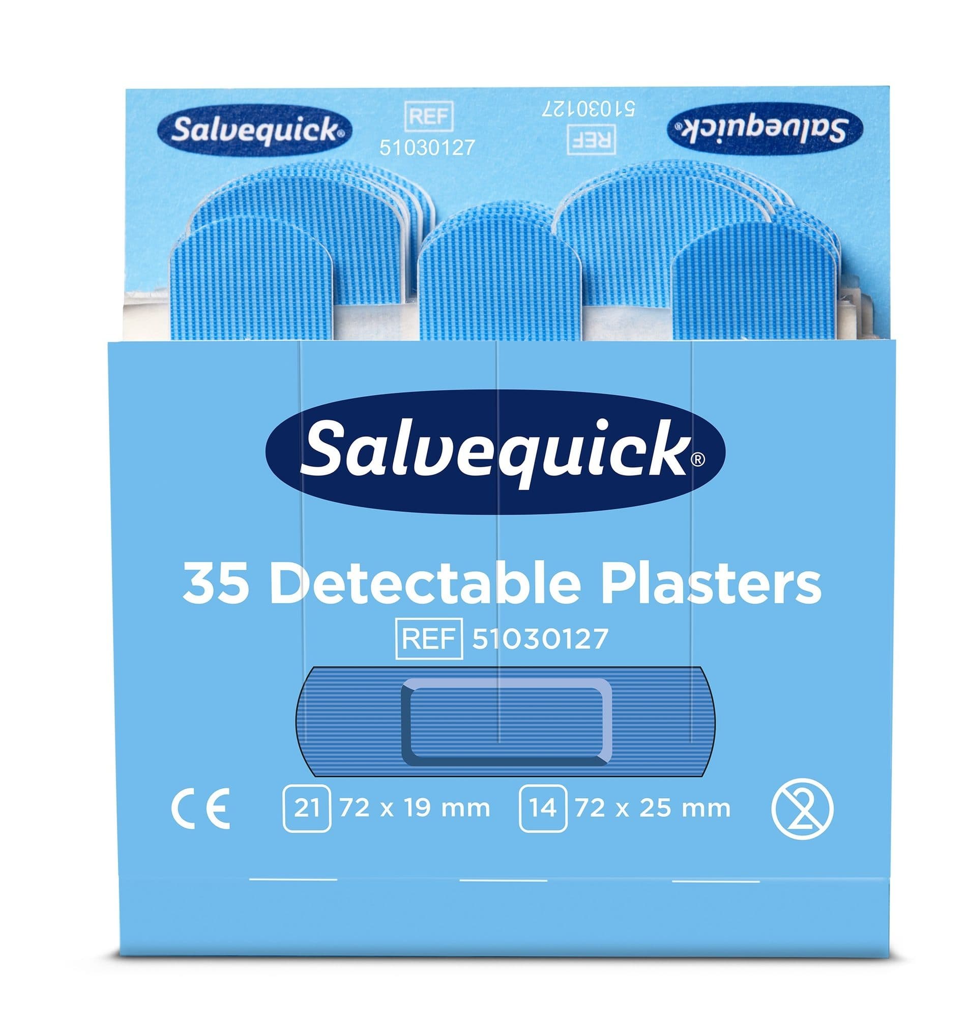 Pleisters Salvequick blauw detectable refill 6x 35 stuks 2