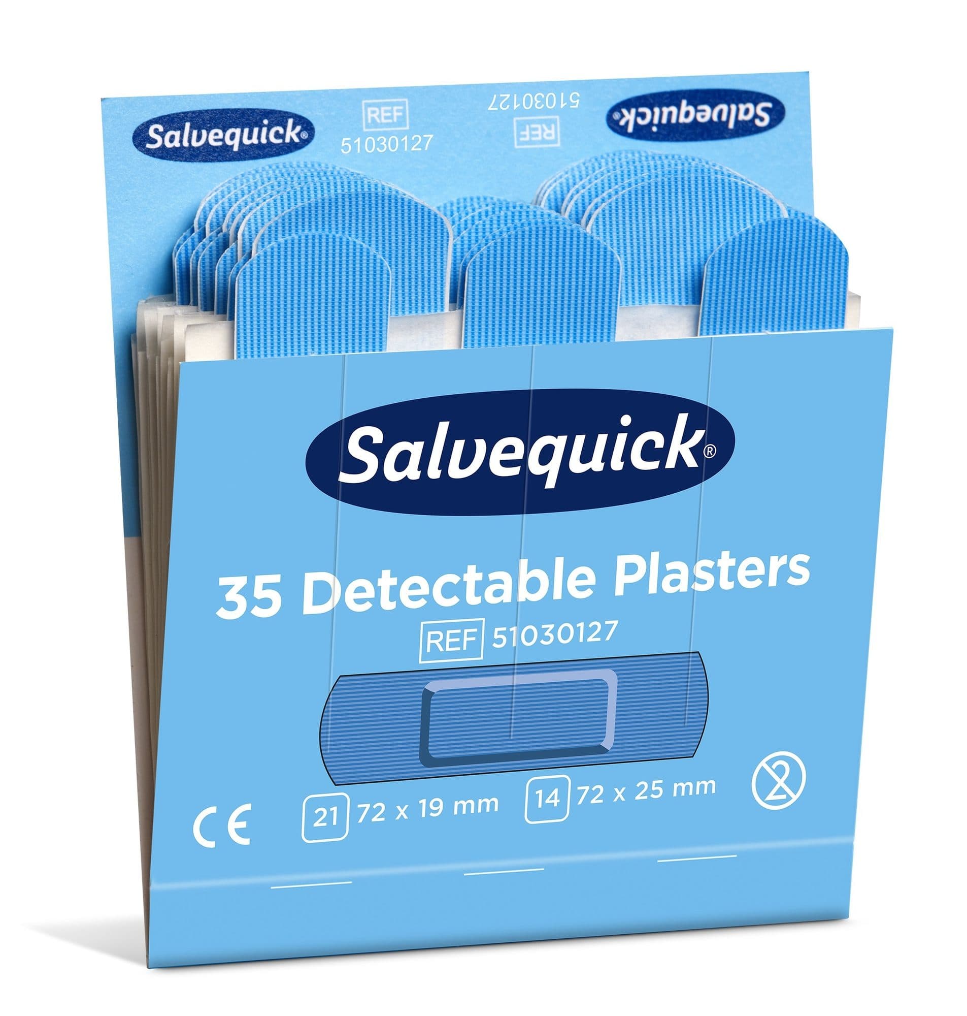 Pleisters Salvequick blauw detectable refill 6x 35 stuks 3