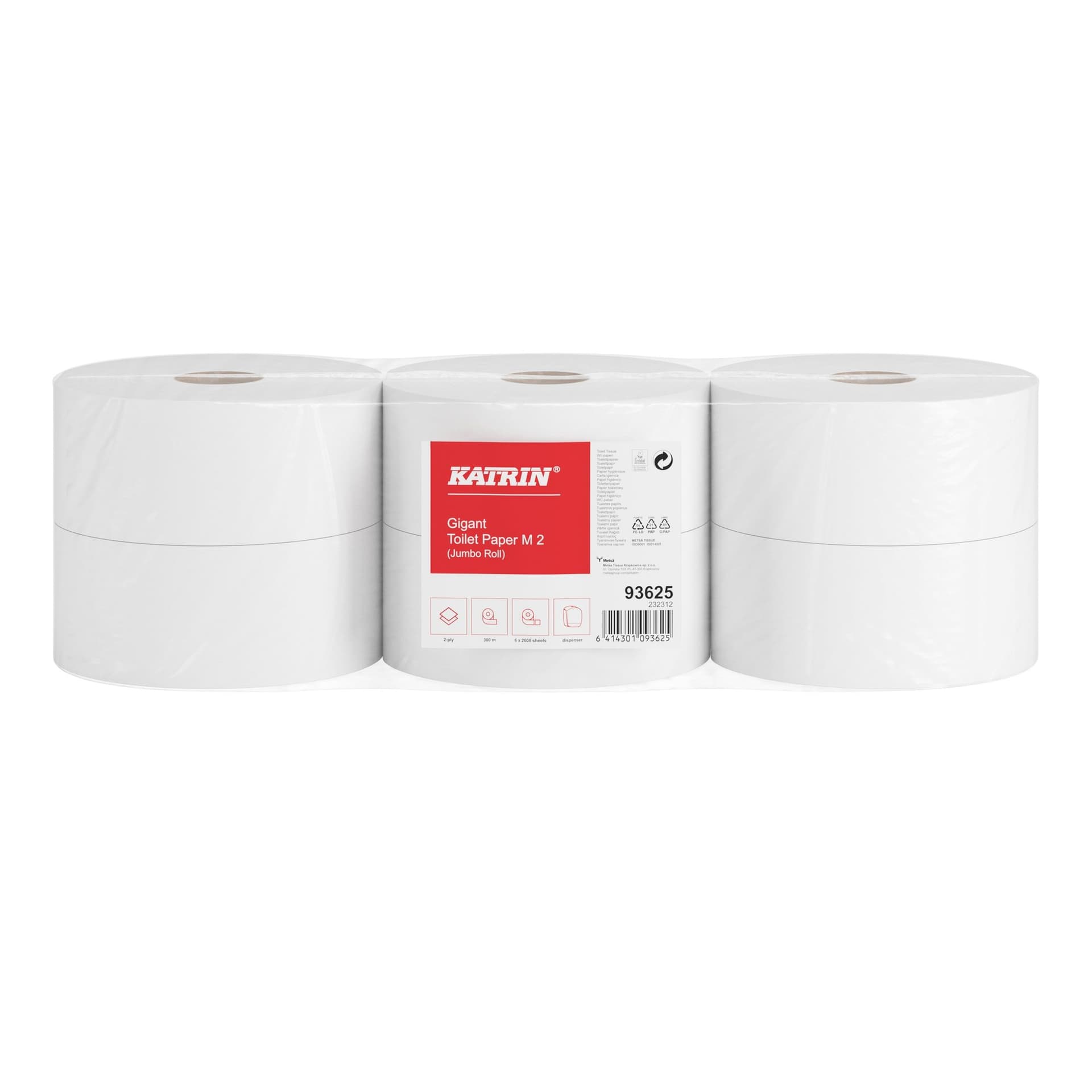 Toiletpapier Katrin Gigant M jumbo medium 2-laags 300m wit 93625 2