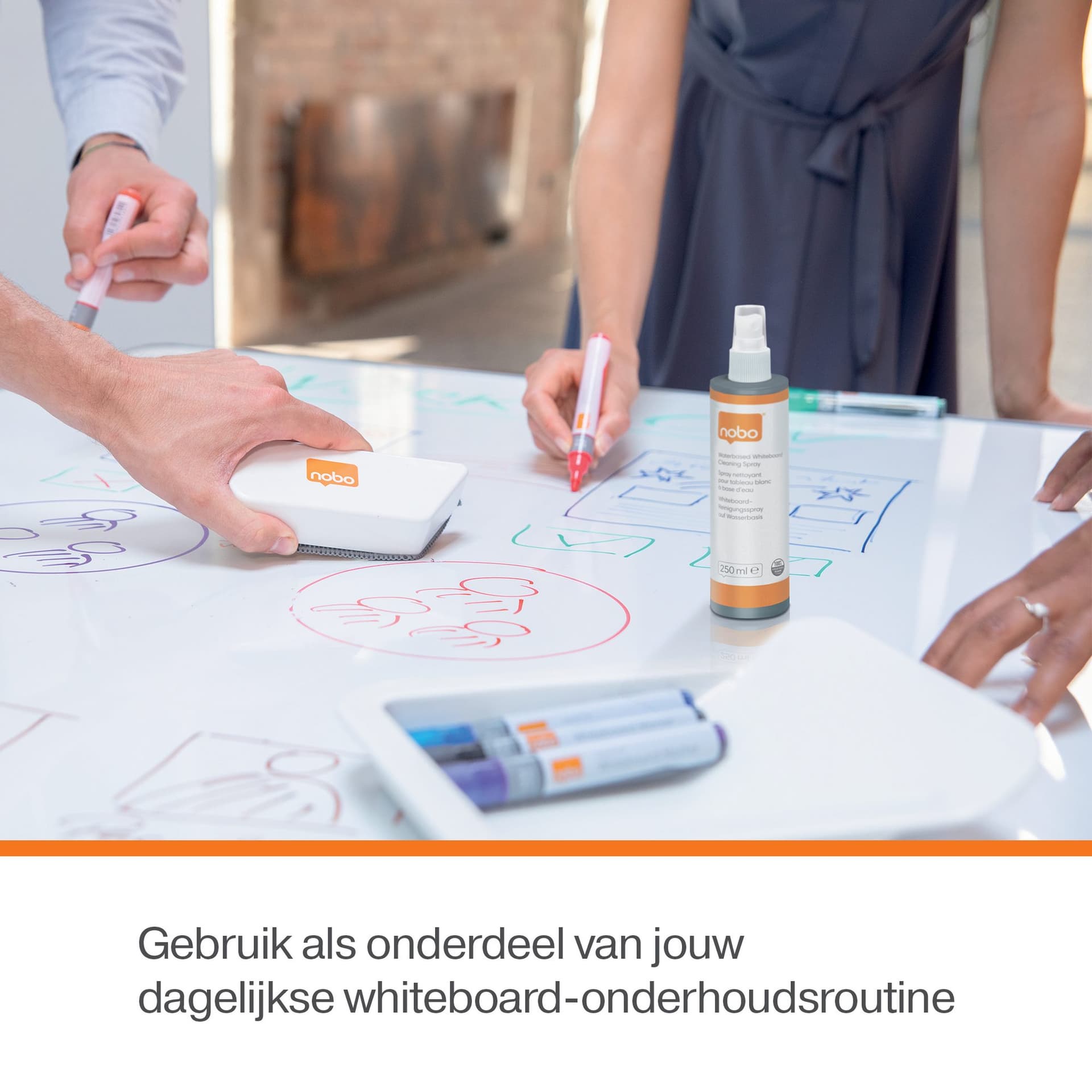 Whiteboardreinigingsspray Nobo waterbasis 250ml 5