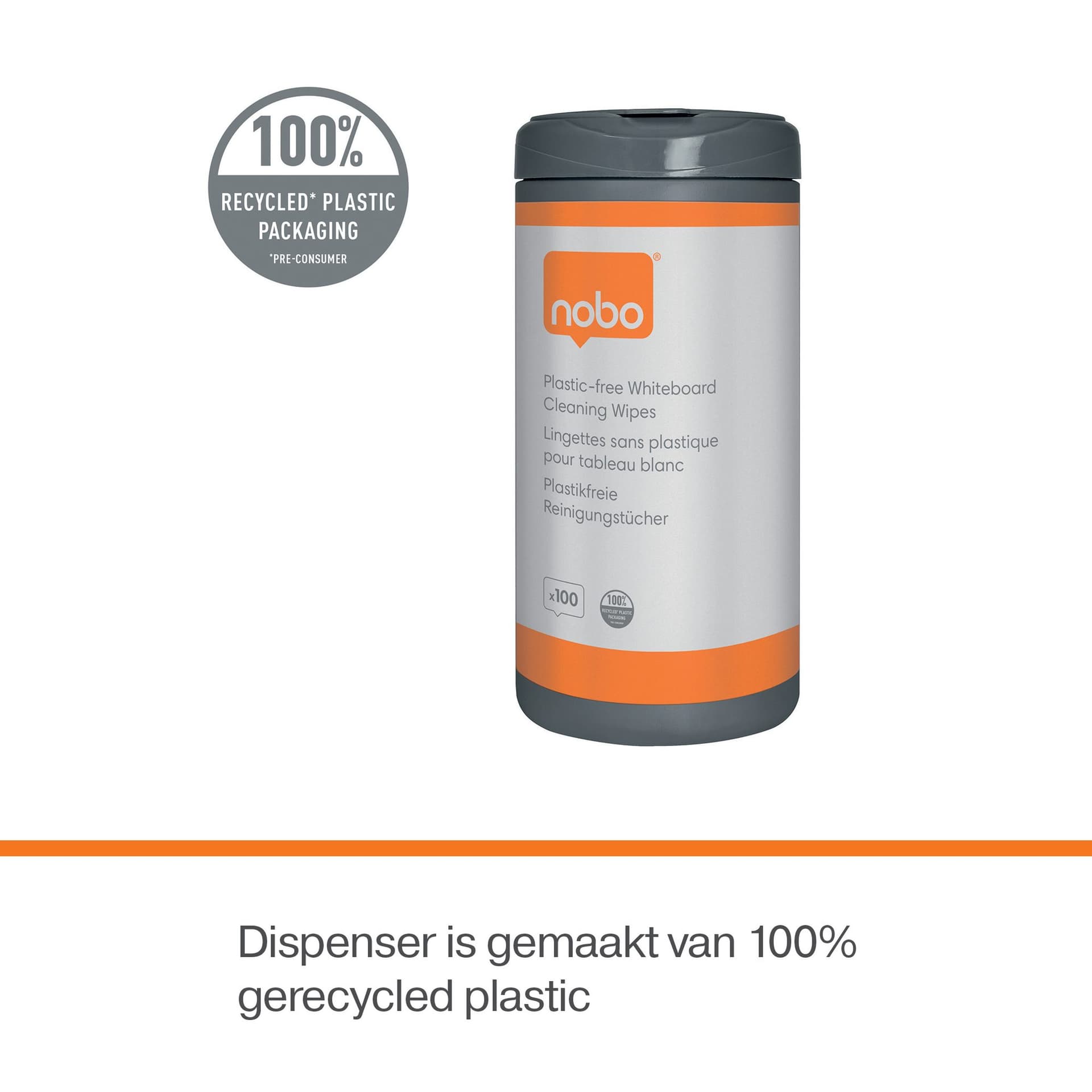 Whiteboardreinigingsdoekjes Nobo plasticvrij 100 stuks 4