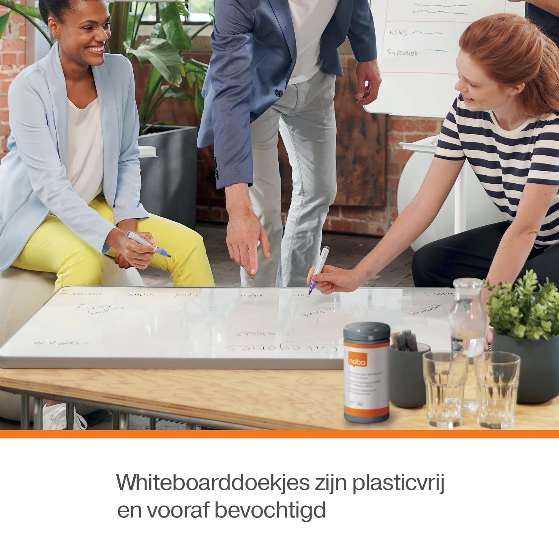 Whiteboardreinigingsdoekjes Nobo plasticvrij 100 stuks 5