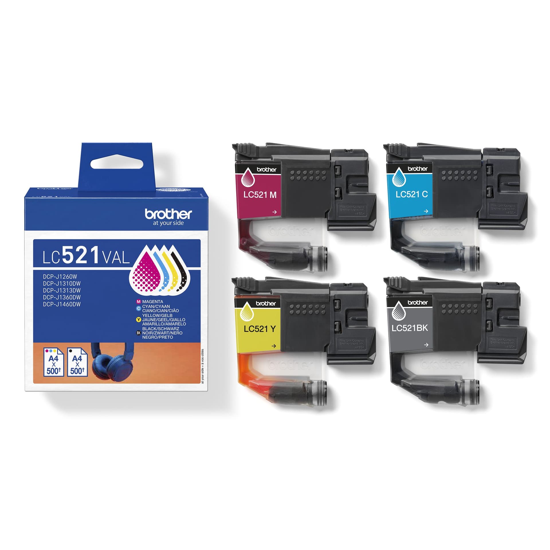 Inktcartridge Brother LC-521 zwart + 3 kleuren 3