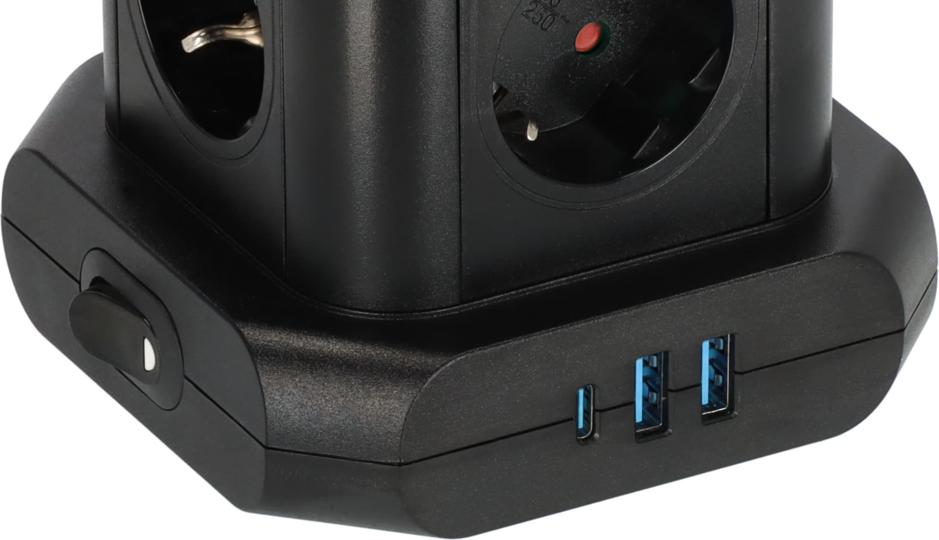Stekkerdoos Brennenstuhl toren 8 voudig met 2x USB A 1x USB C PD zwart 3