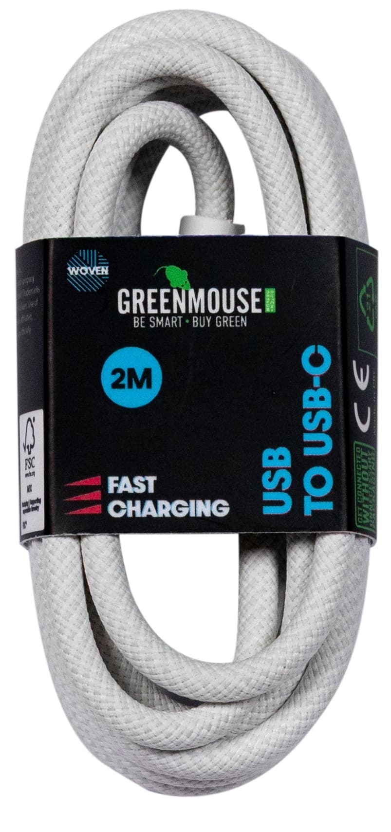 Kabel Green Mouse USB-A to USB-C data Woven 2m 2
