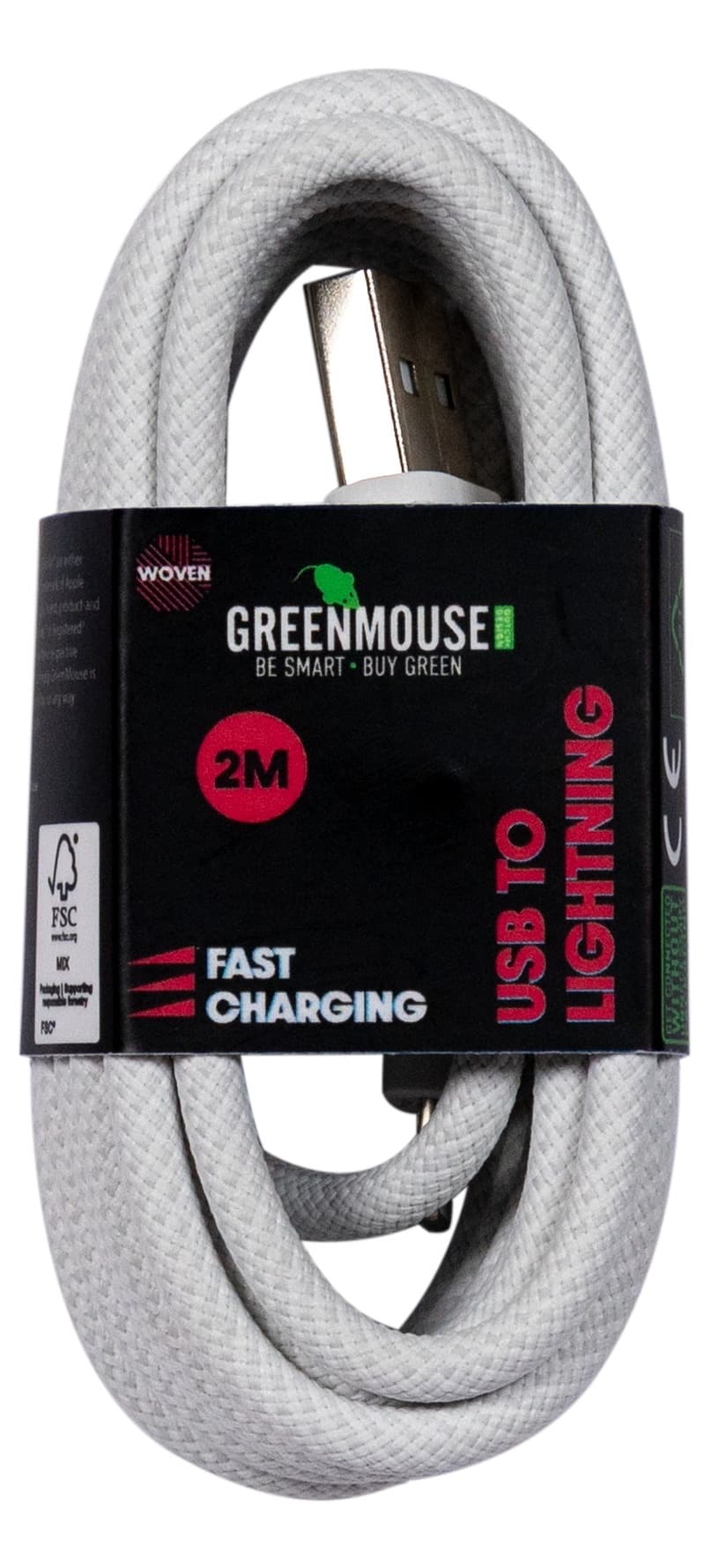 Kabel Green Mouse USB-A to Lightning data Woven 2m 2