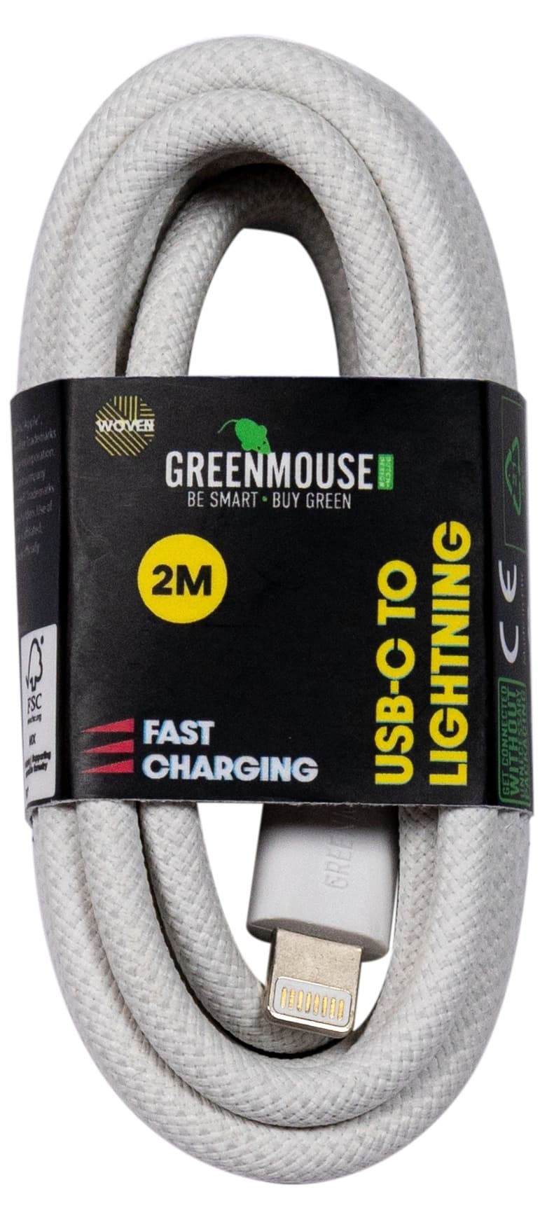 Kabel Green Mouse USB-C to Lightning data Woven 2m 2