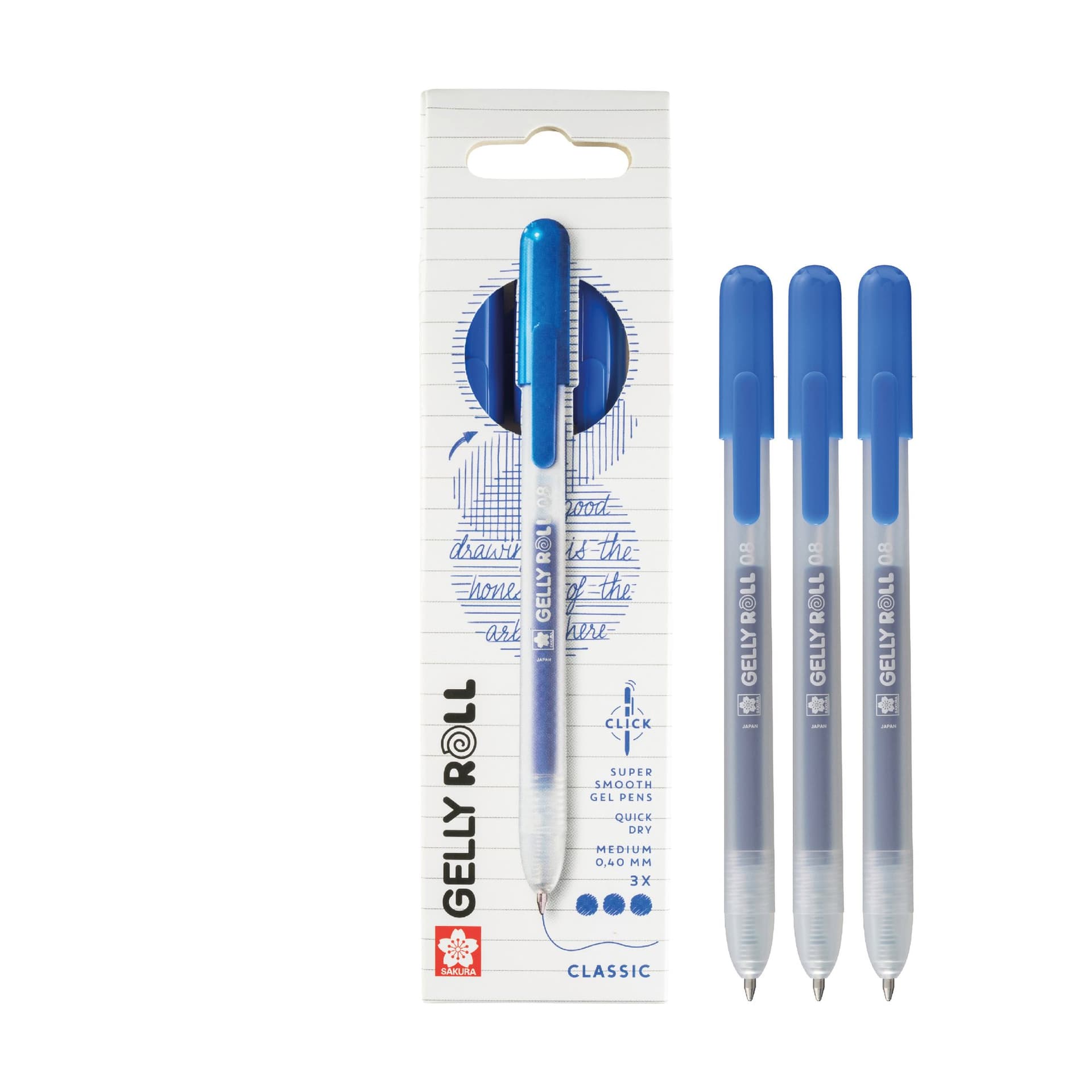 Gelschrijver Sakura Gelly Roll Classic 08 klikfunctie blauw 3 stuks 4