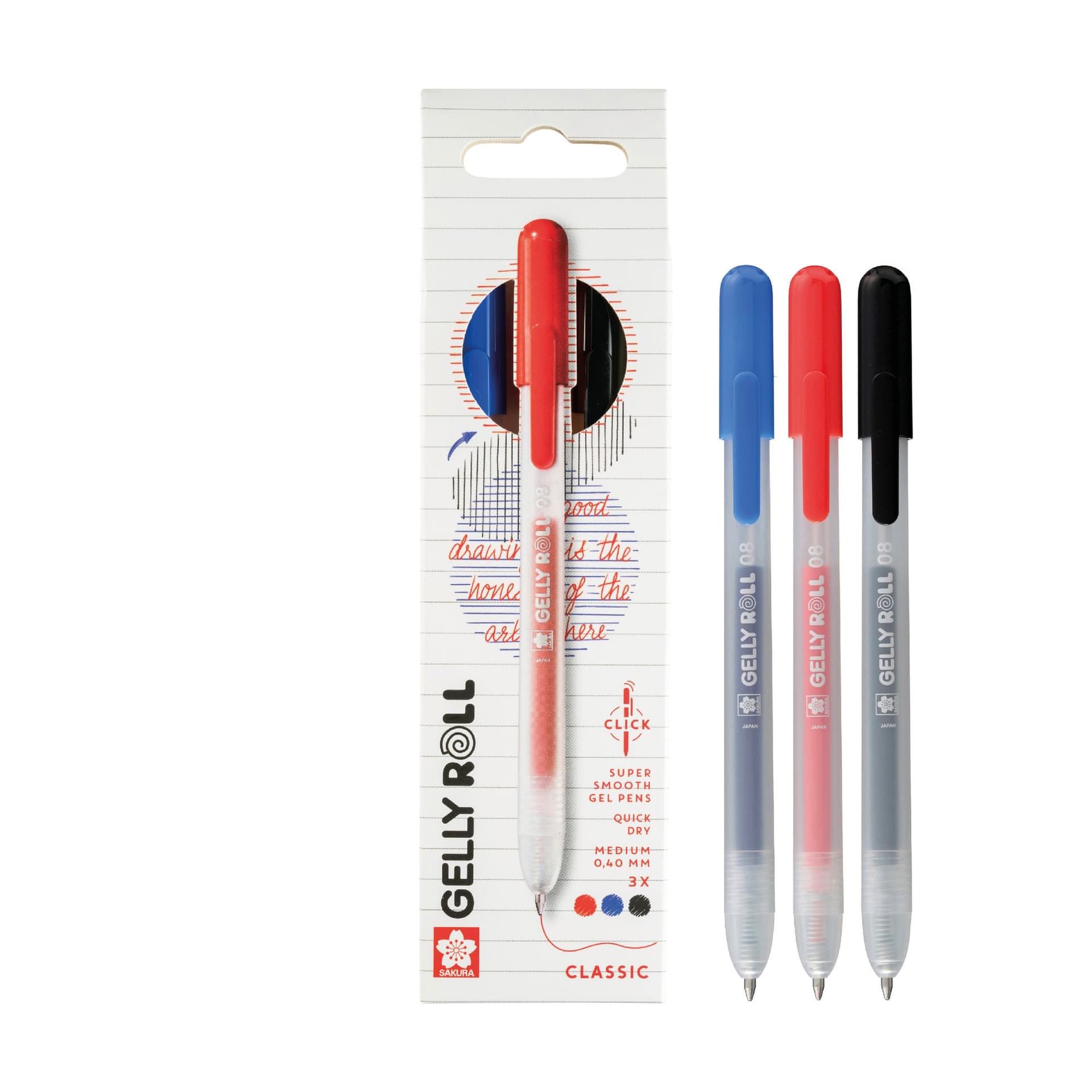 Gelschrijver Sakura Gelly Roll Classic 08 klikfunctie set à 3 kleuren 4