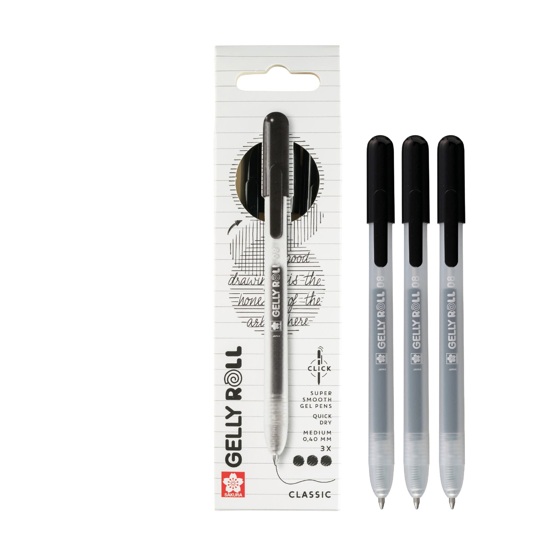 Gelschrijver Sakura Gelly Roll Classic 08 klikfunctie zwart 3 stuks 4