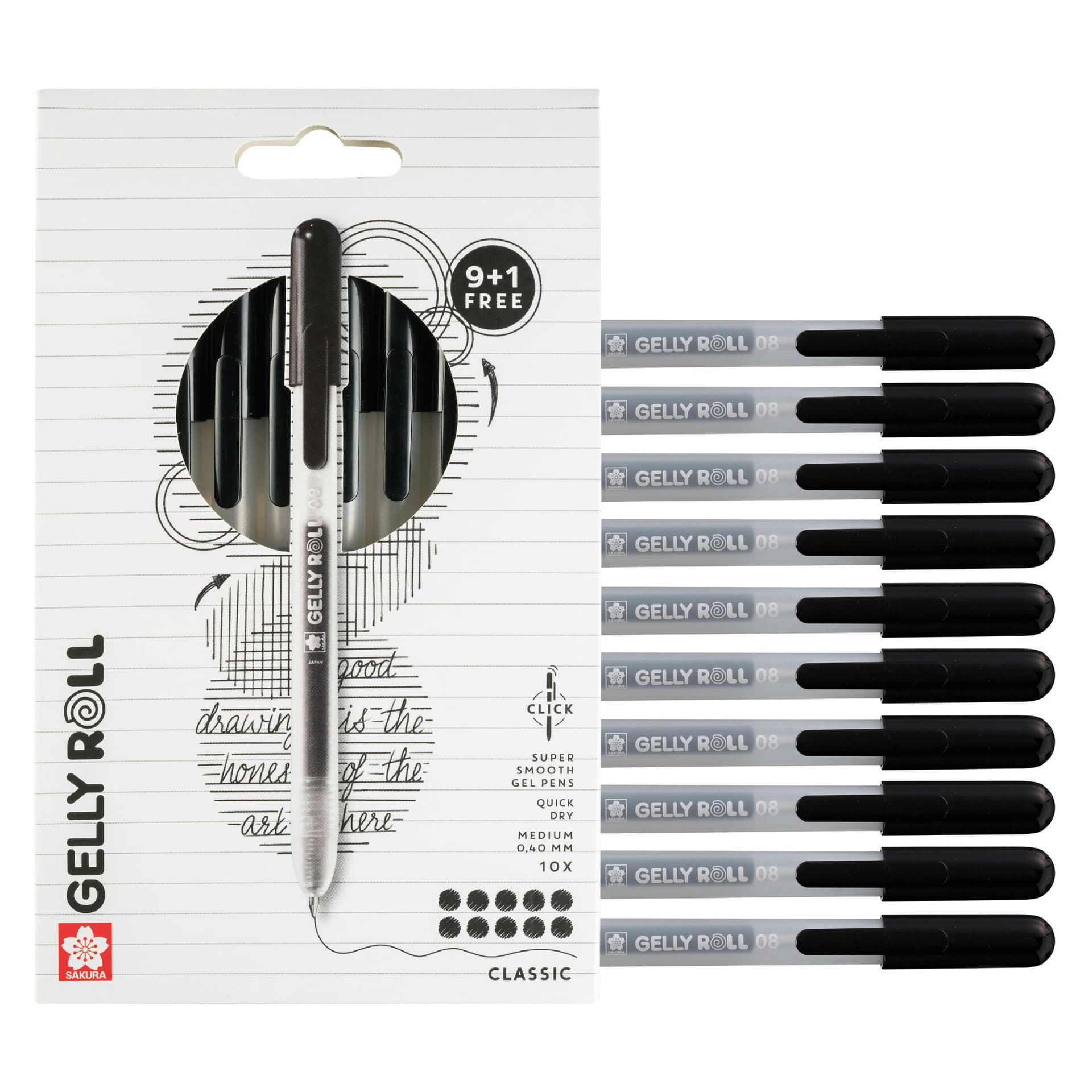 Gelschrijver Sakura Gelly Roll Classic 08 klikfunctie zwart 10 stuks 4