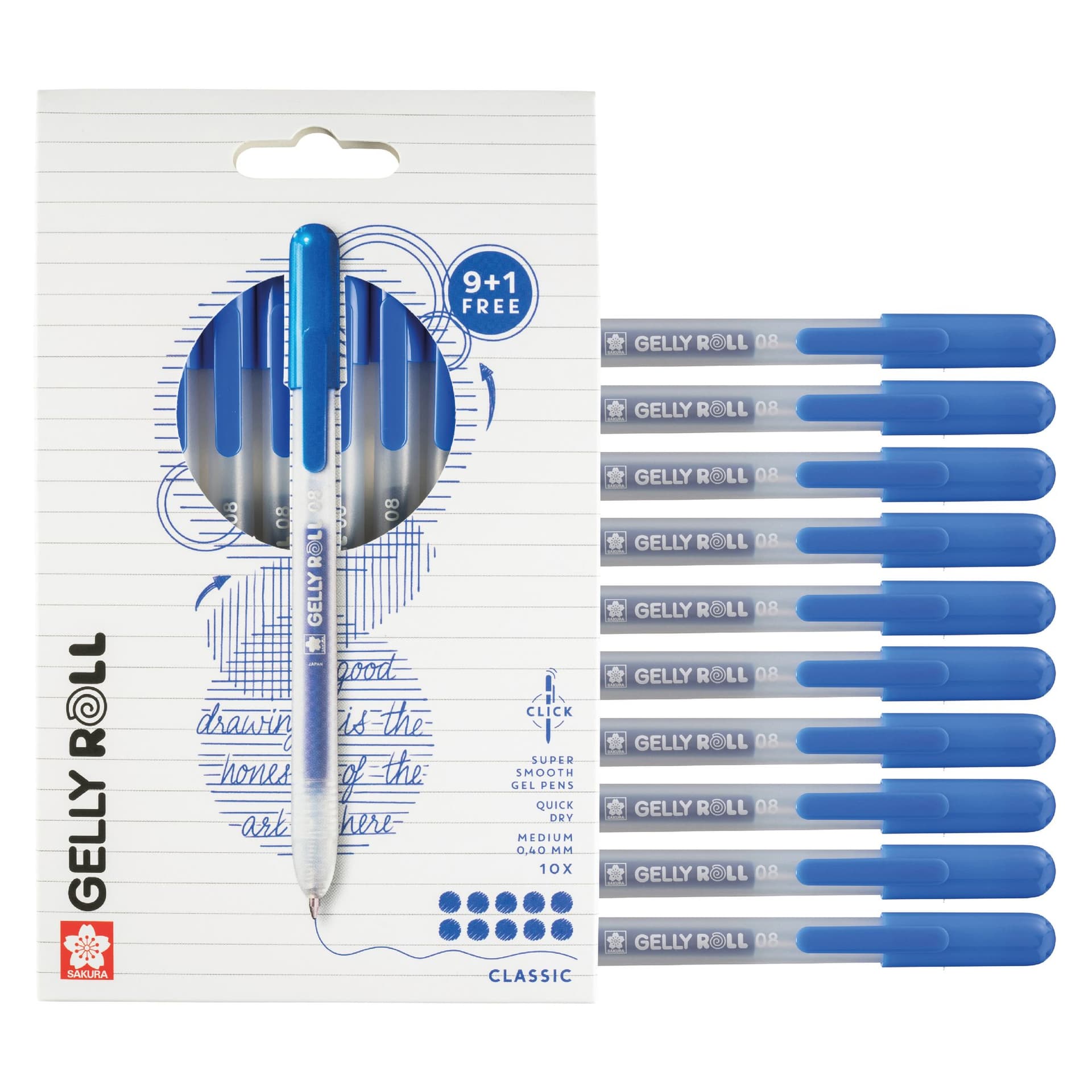 Gelschrijver Sakura Gelly Roll Classic 08 klikfunctie blauw 10 stuks 4