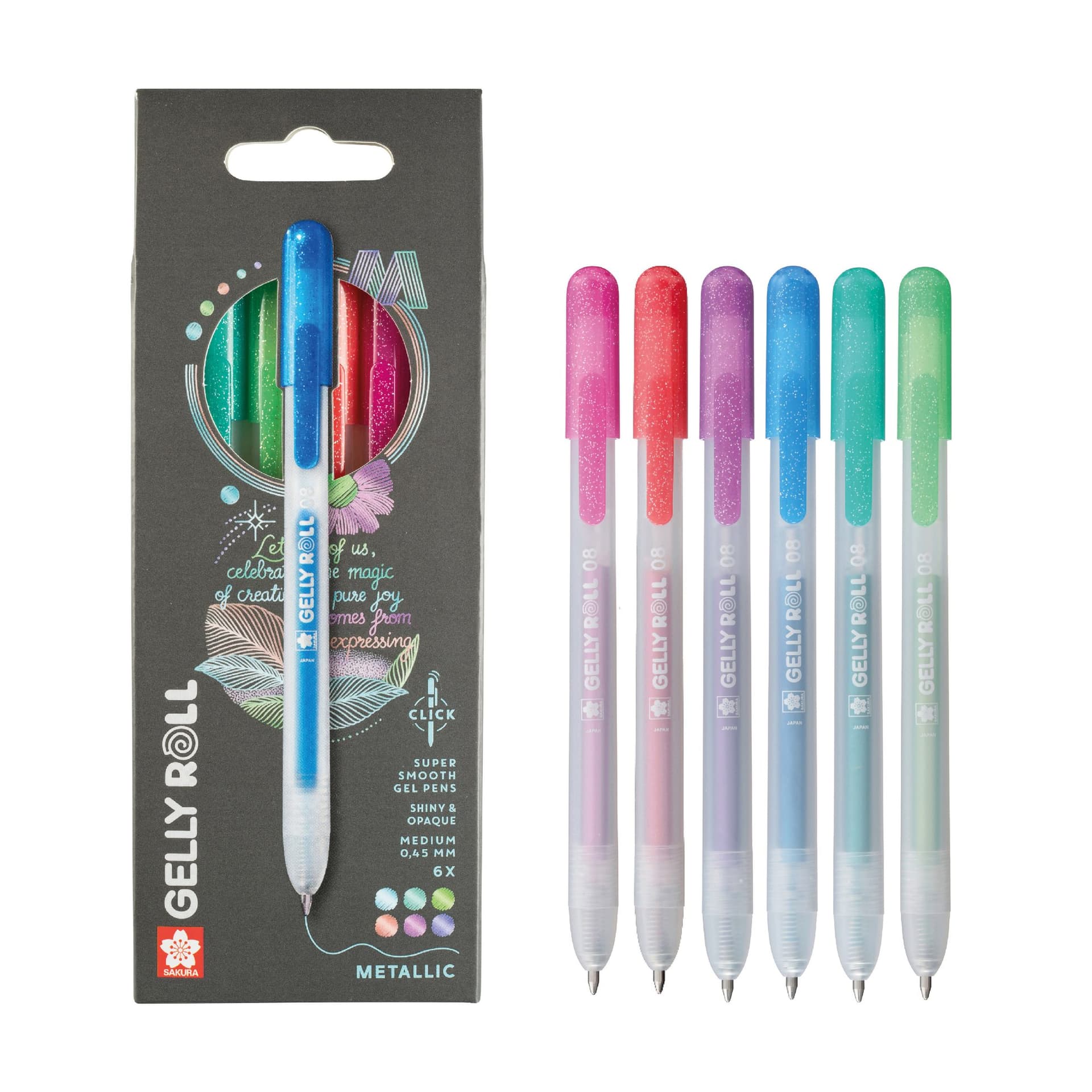 Gelschrijver Sakura Gelly Roll Metallic 08 klikfunctie set à 6 kleuren 4