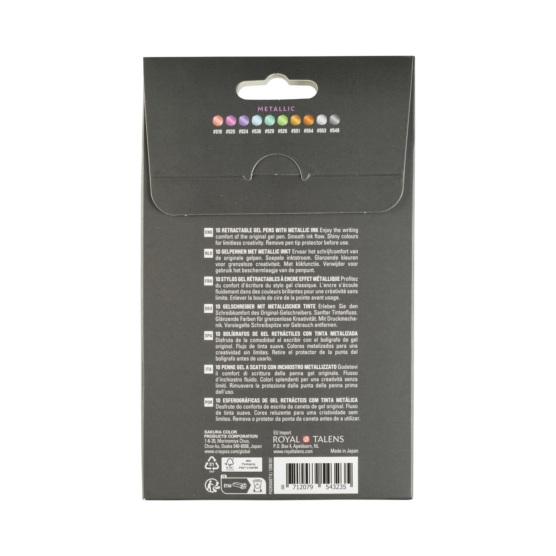 Gelschrijver Sakura Gelly Roll Metallic 08 klikfunctie assorti 10st 3