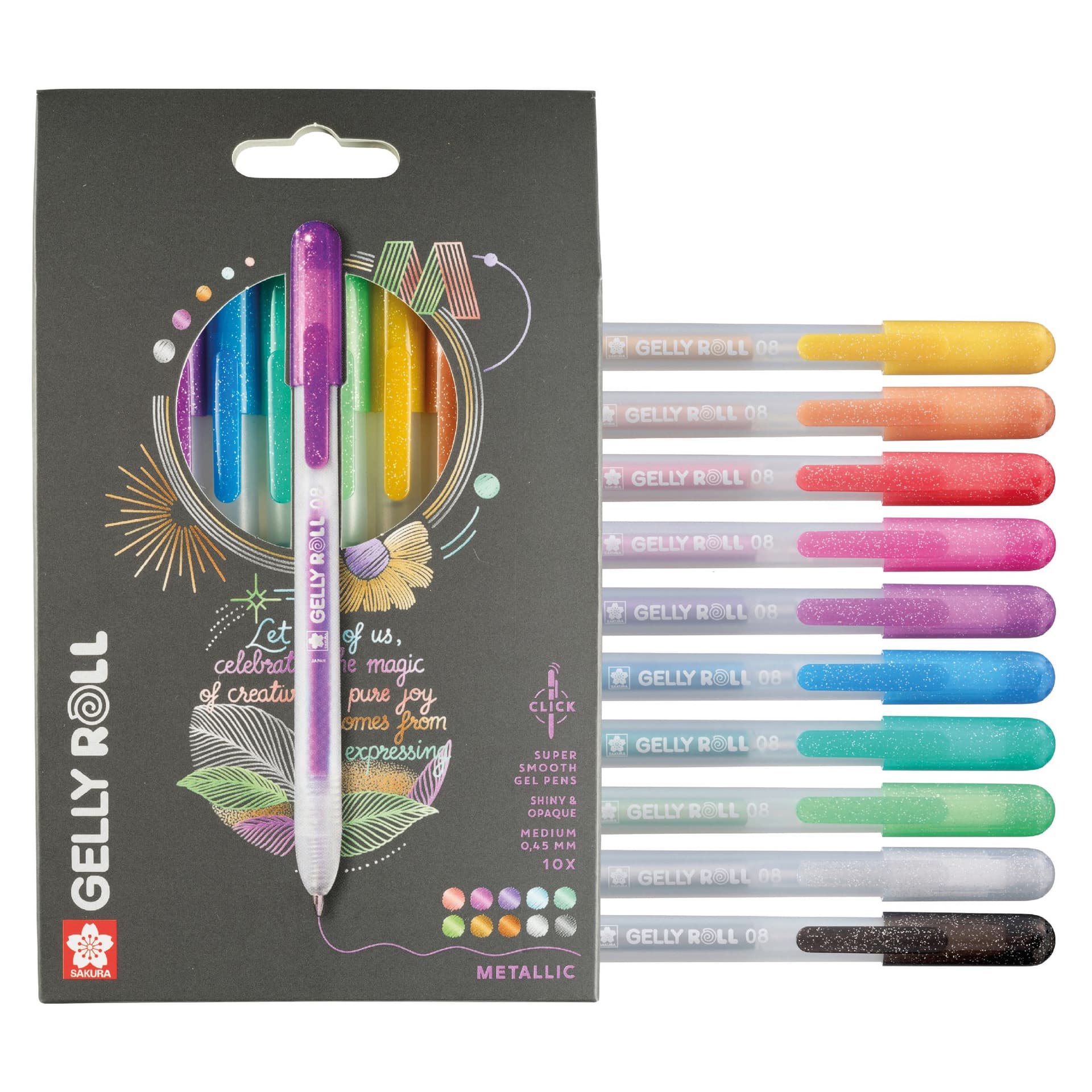 Gelschrijver Sakura Gelly Roll Metallic 08 klikfunctie assorti 10st 4