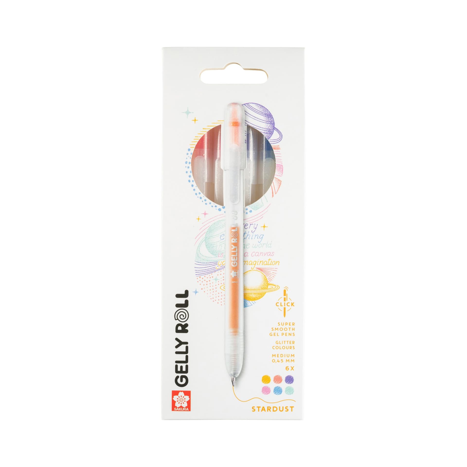 Gelschrijver Sakura Gelly Roll Stardust 08 klikfunctie set à 6 kleuren 2