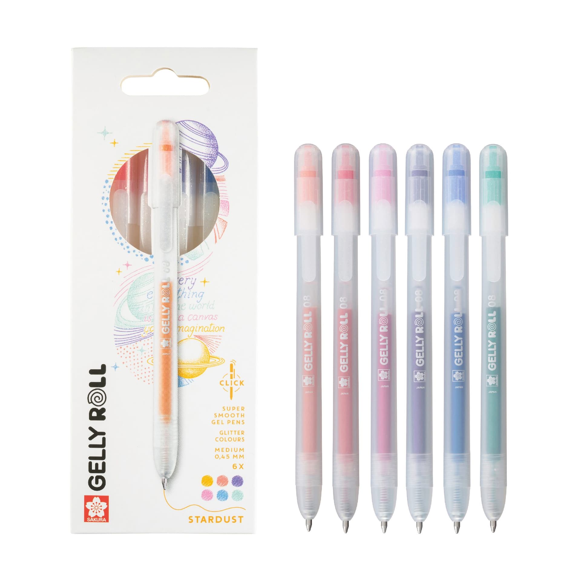 Gelschrijver Sakura Gelly Roll Stardust 08 klikfunctie set à 6 kleuren 4