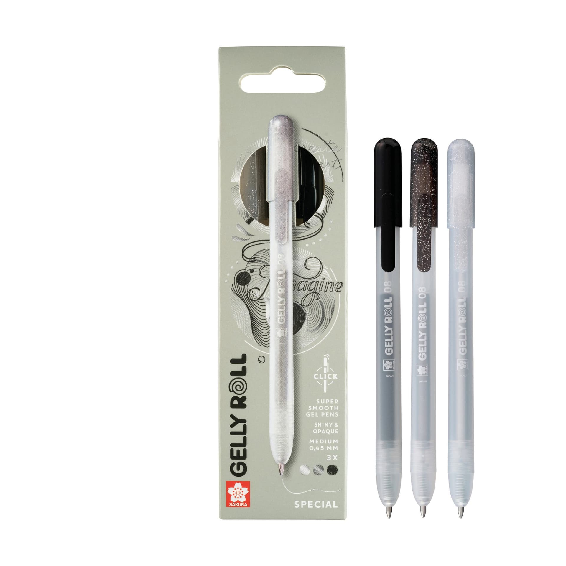 Gelschrijver Sakura Gelly Roll Special 08 klikfunctie set à 3 zilver 4