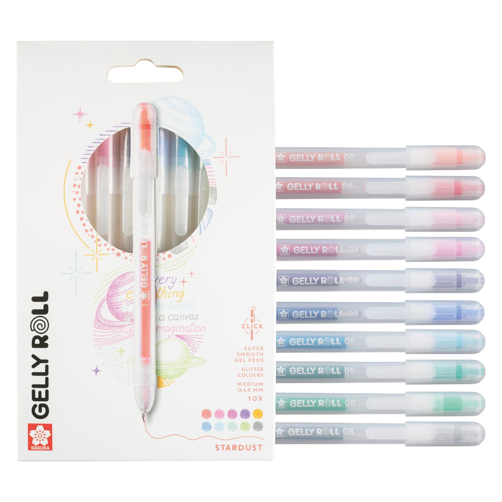 Gelschrijver Sakura Gelly Roll Stardust 08 klikfunctie assorti 10st 4